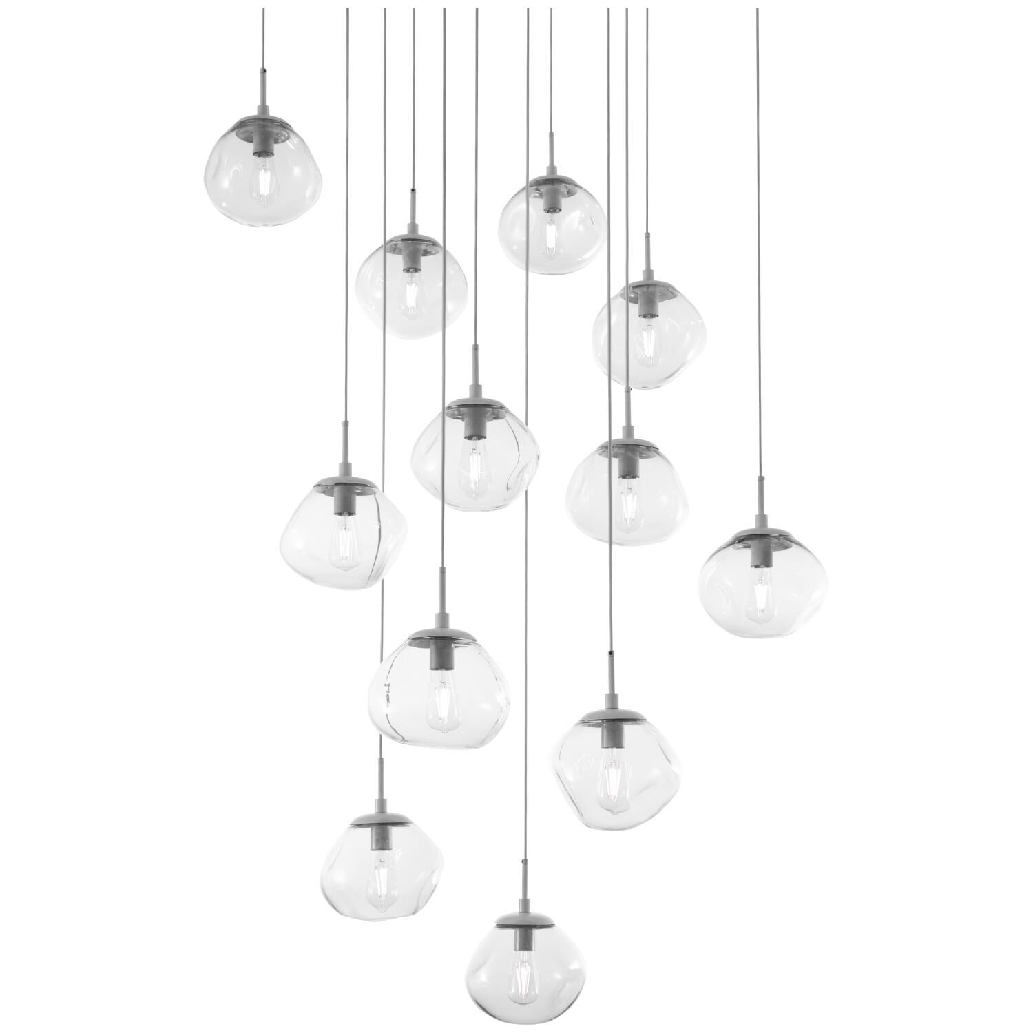 Shown in Metallic Beige Silver finish and Blown Clear glass