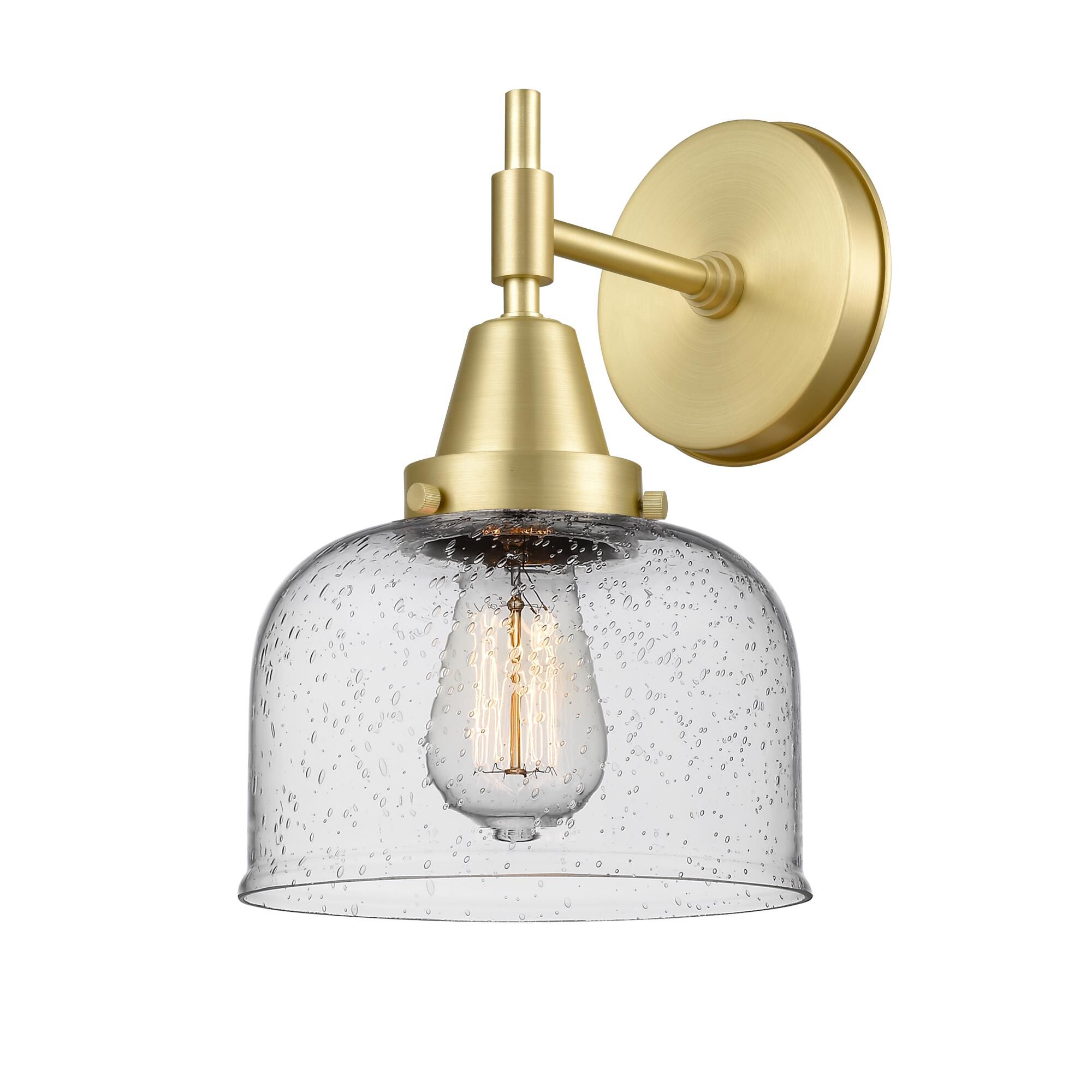 Shown in Satin Brass finish and Seedy Large Cone glass