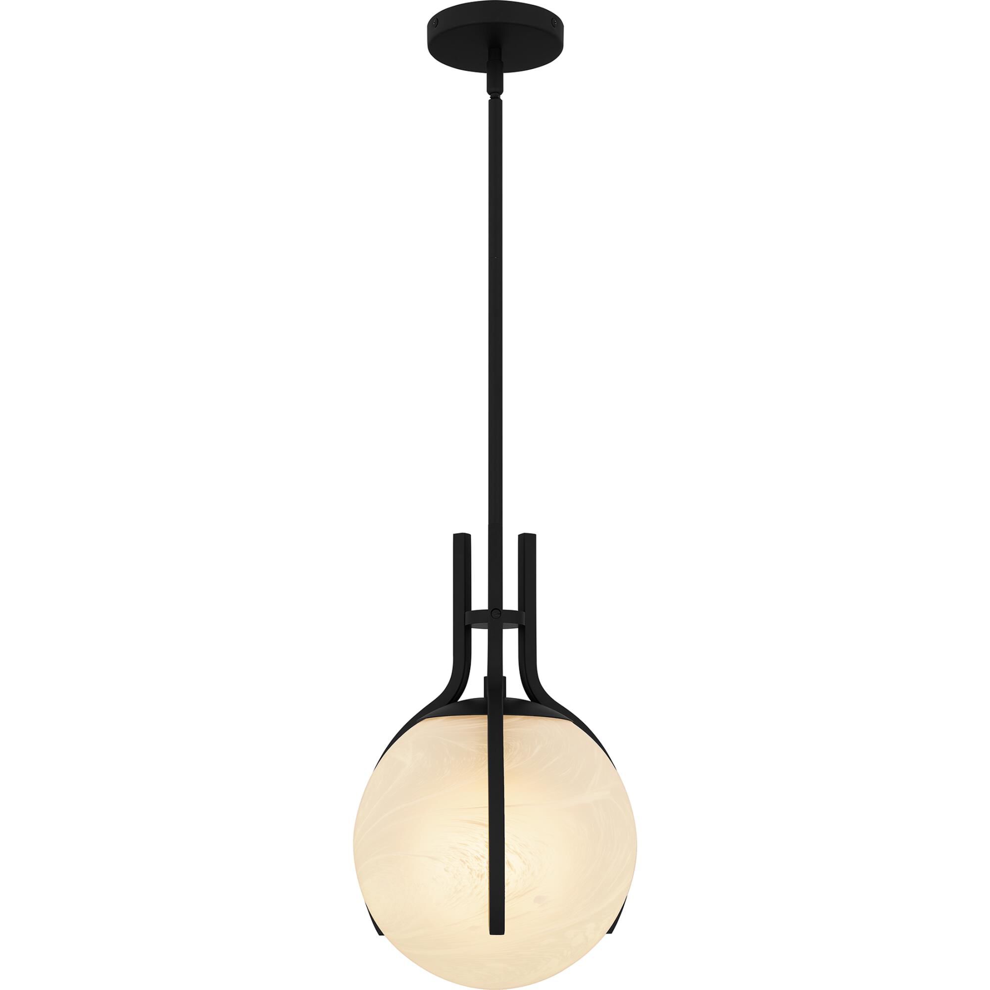 Shown in Matte Black finish and Alabaster Glass shade