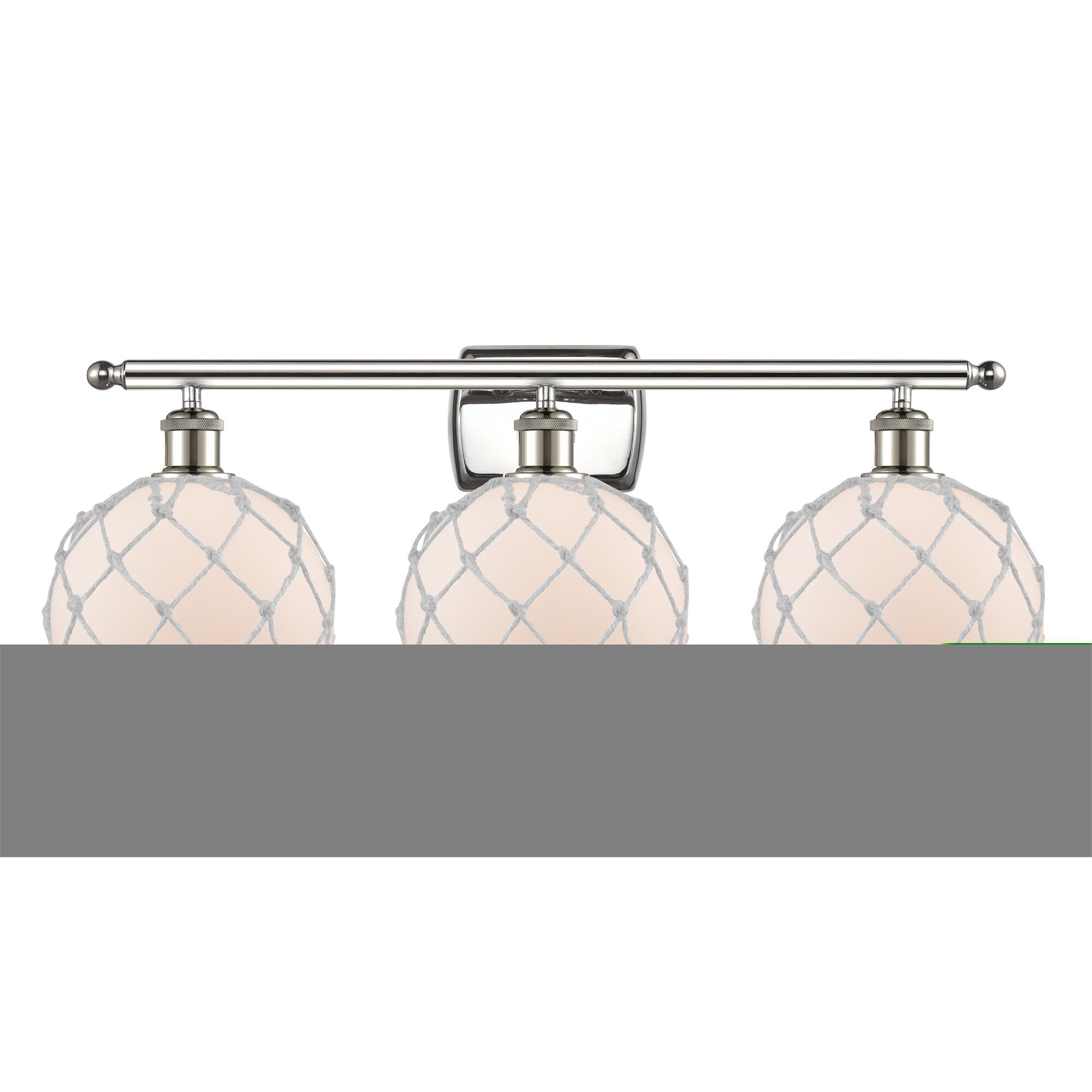 Shown in Polished Nickel finish and Sphere glass and Glass And Rope shade and Polished Chrome accent