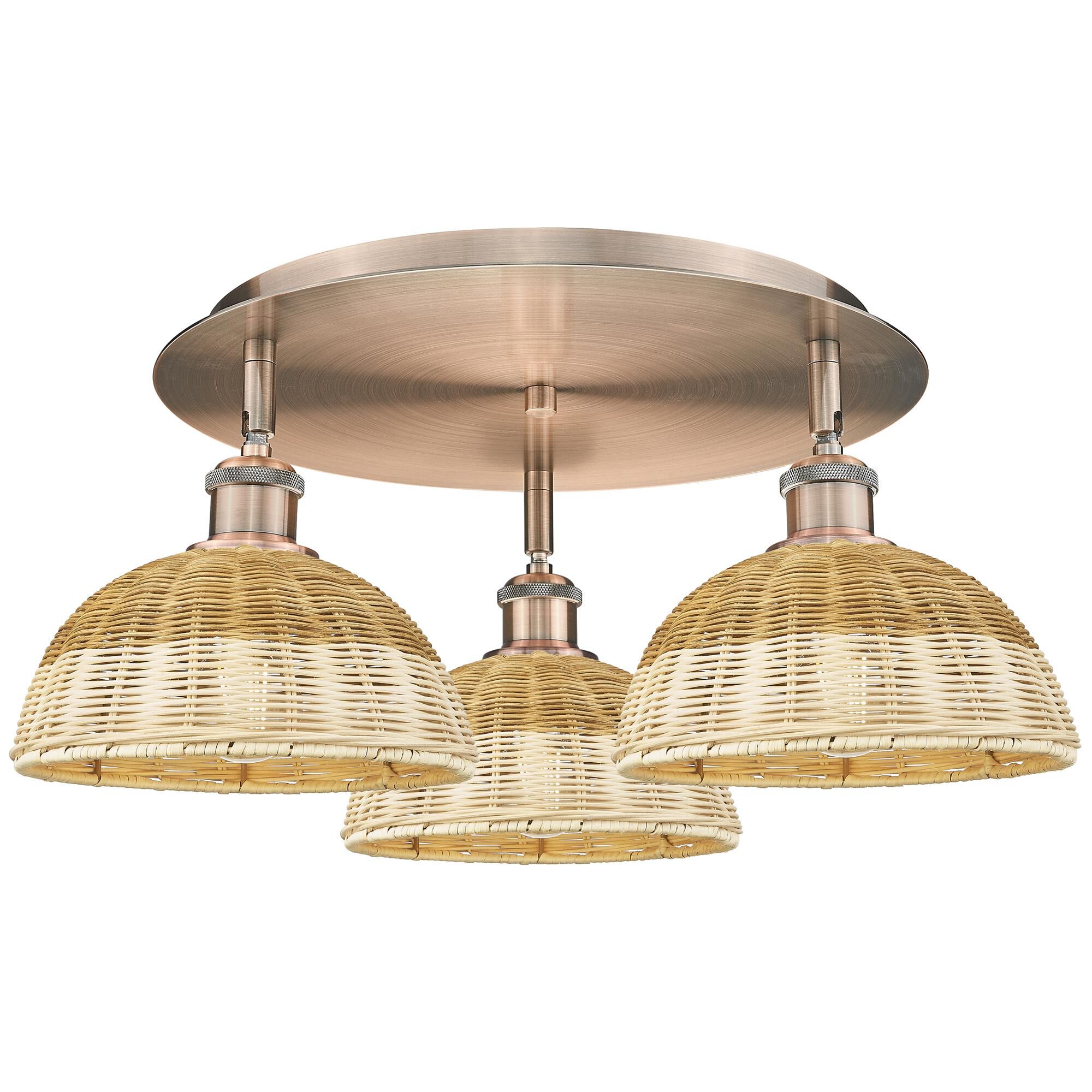 Shown in Antique Copper finish and Natural shade