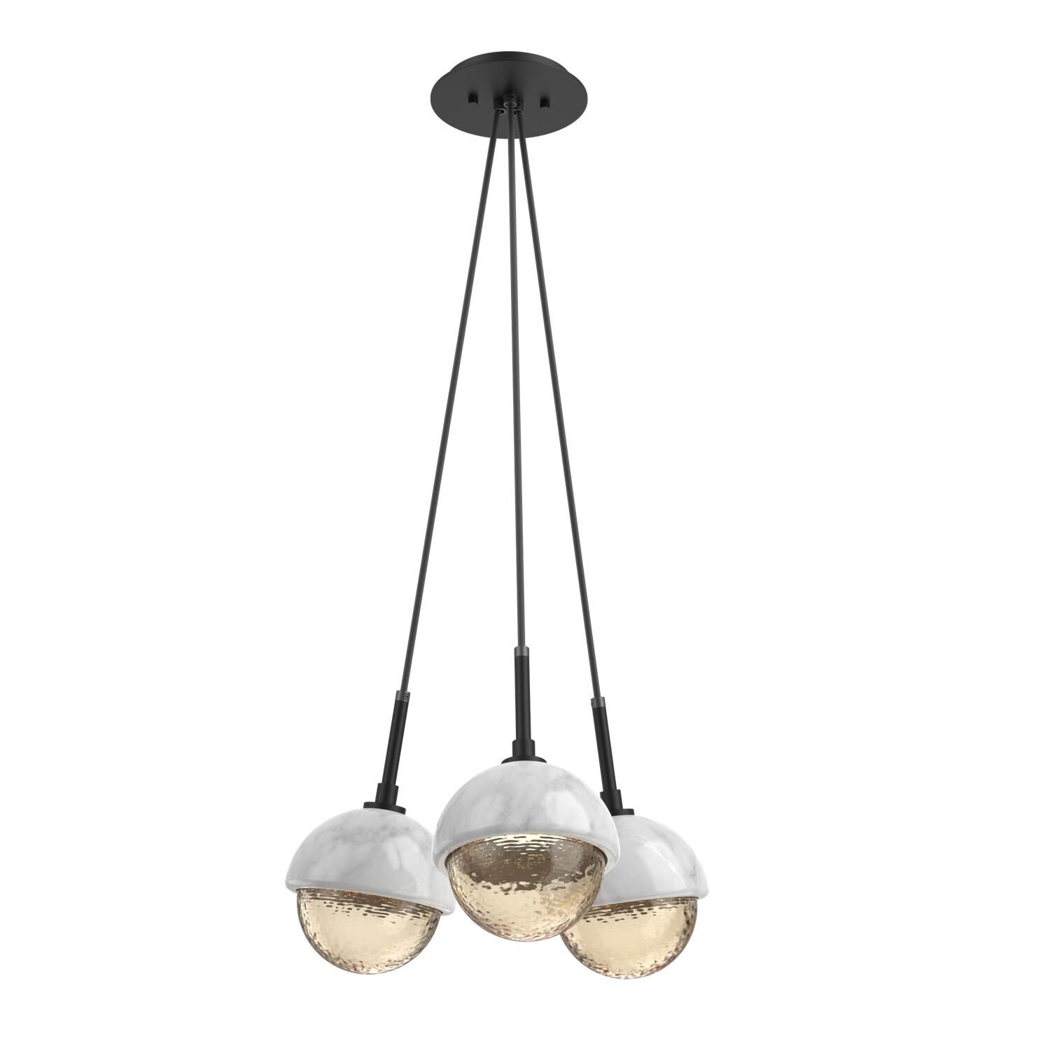 Shown in Matte Black finish and Amber glass and White Marble accent