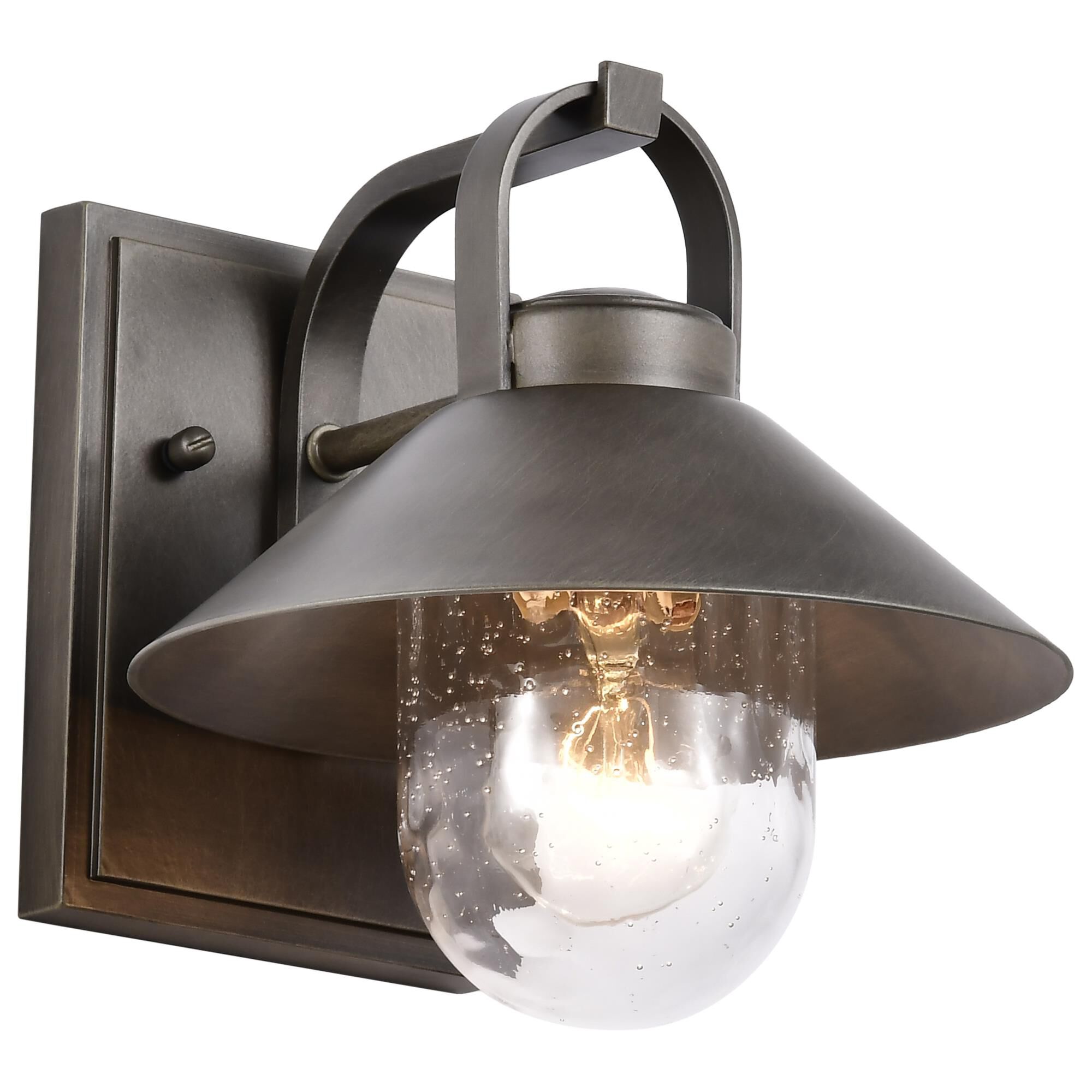 Shown in Bronze finish and Clear Seeded glass