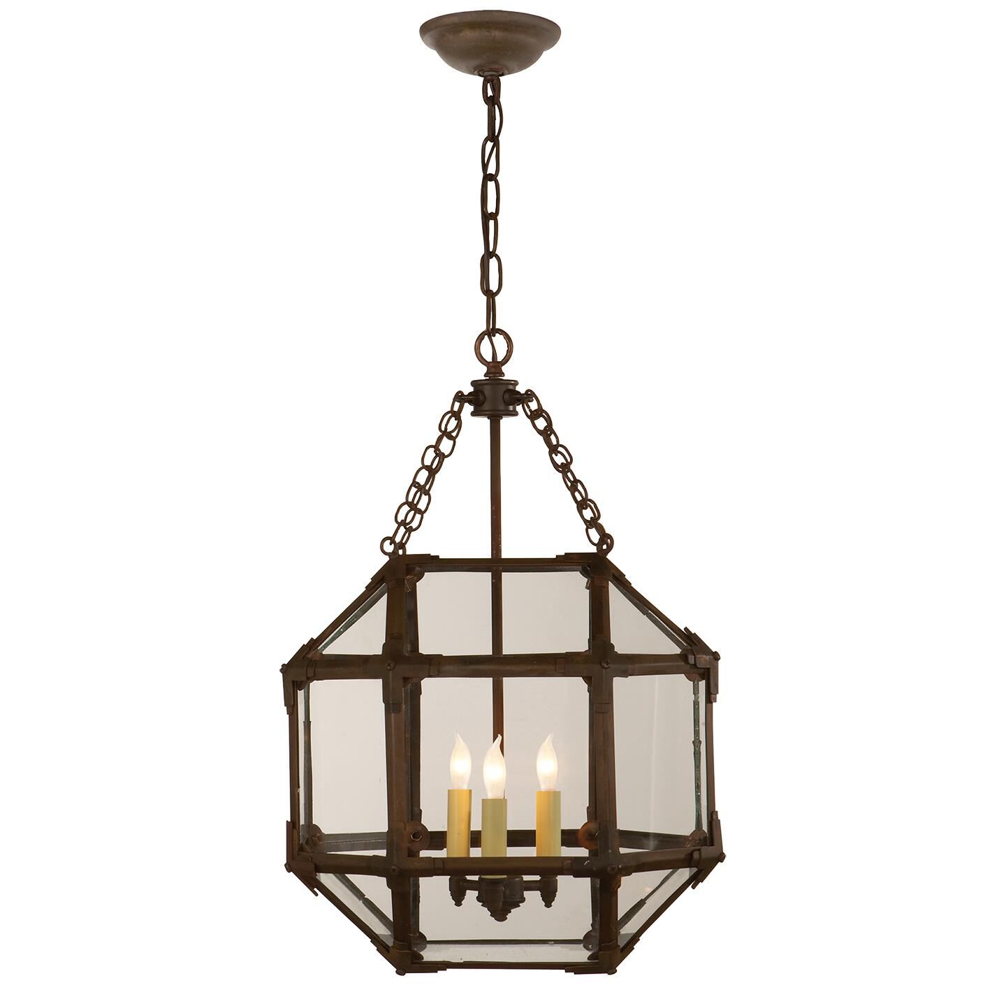 Shown in Antique Zinc finish and Clear glass and White Glass shade and Polished Nickel accent