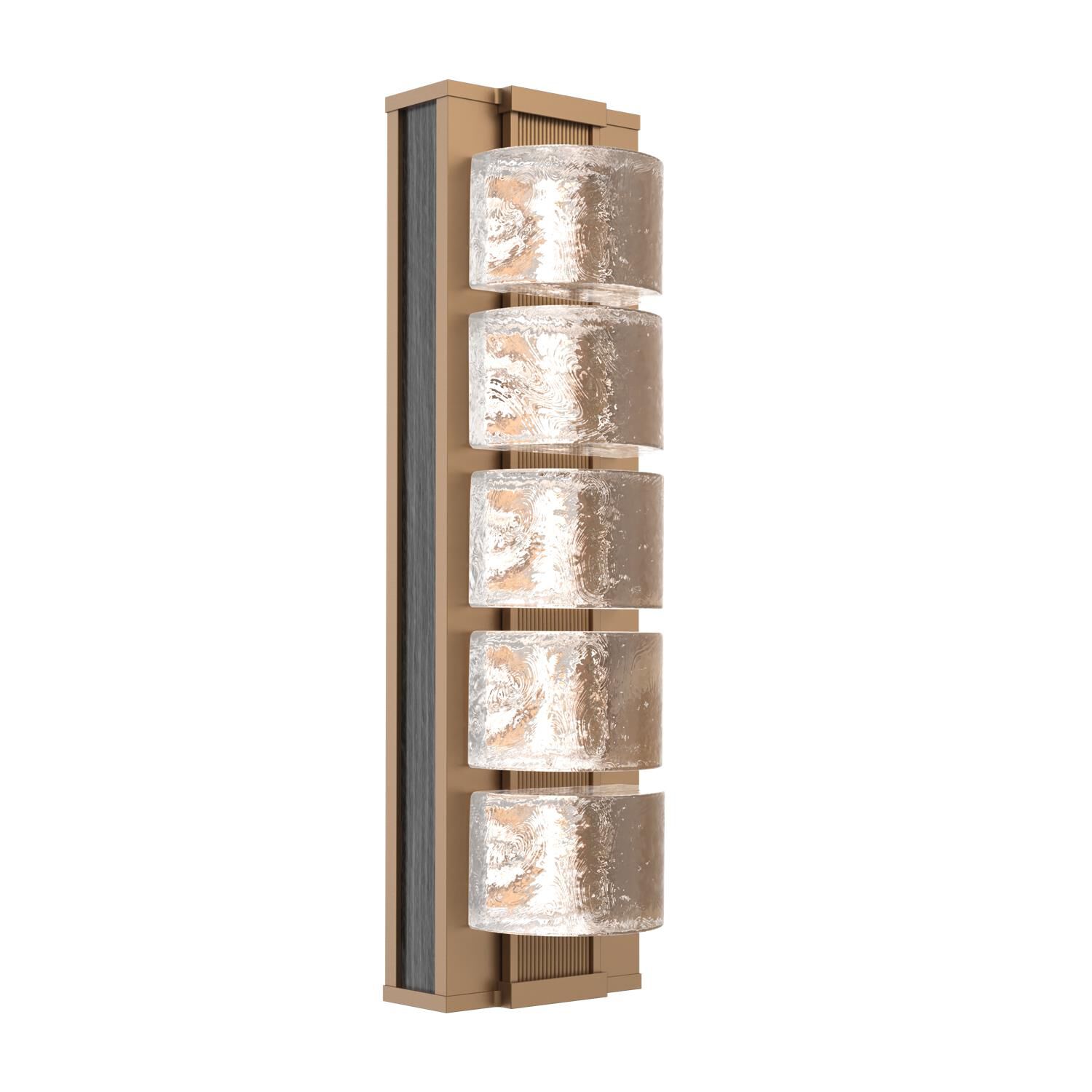 Shown in Novel Brass finish and Clear Rounded glass and Dark Oak accent