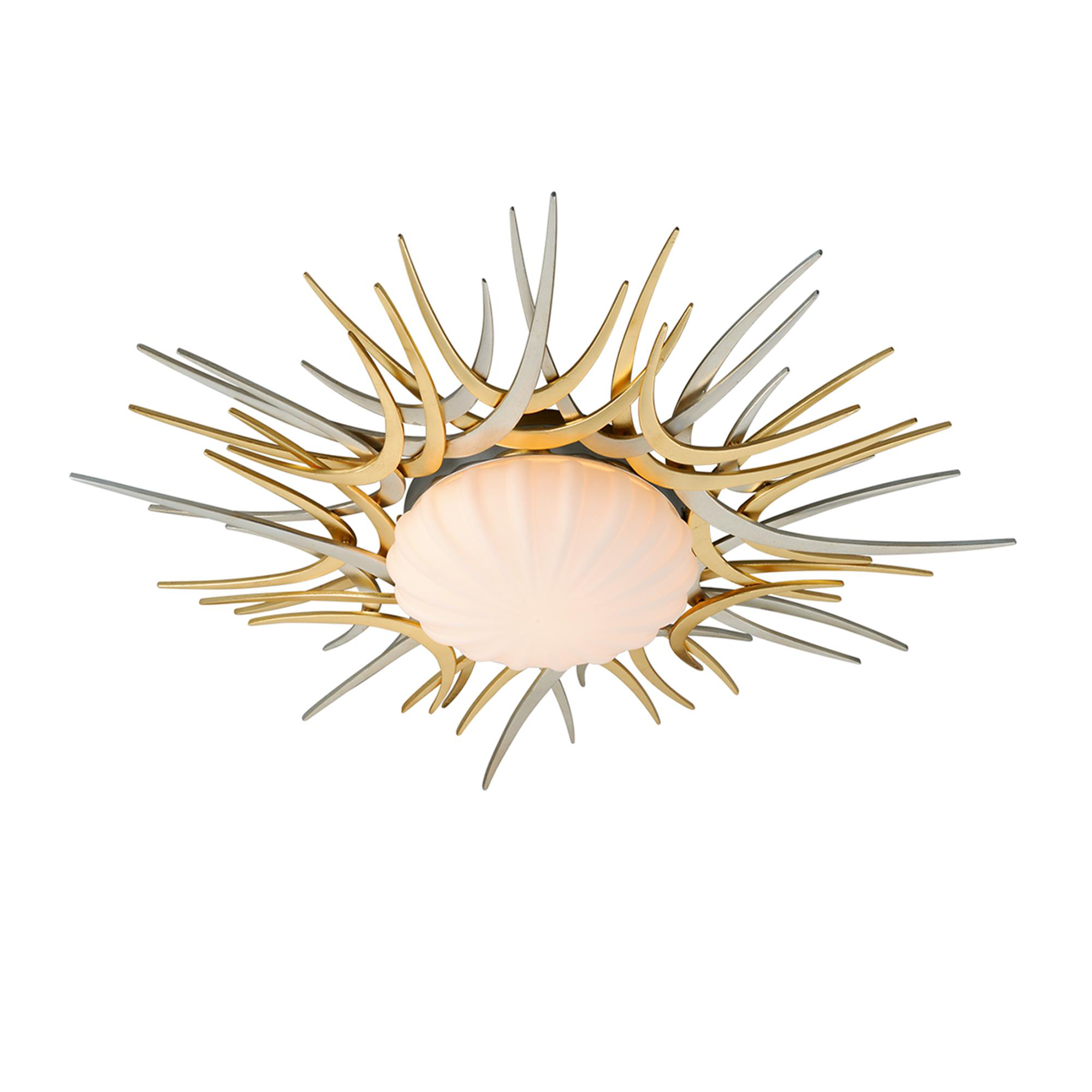 Shown in Silver And Gold Leaf finish and Satin, Opal glass