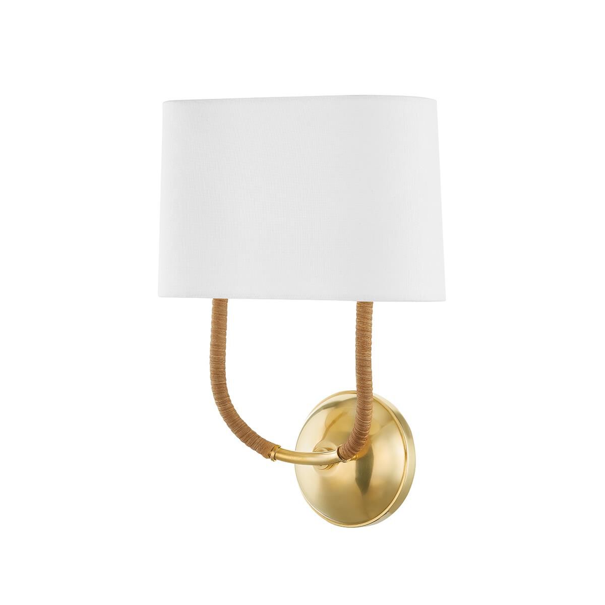 Shown in Aged Brass finish and White shade