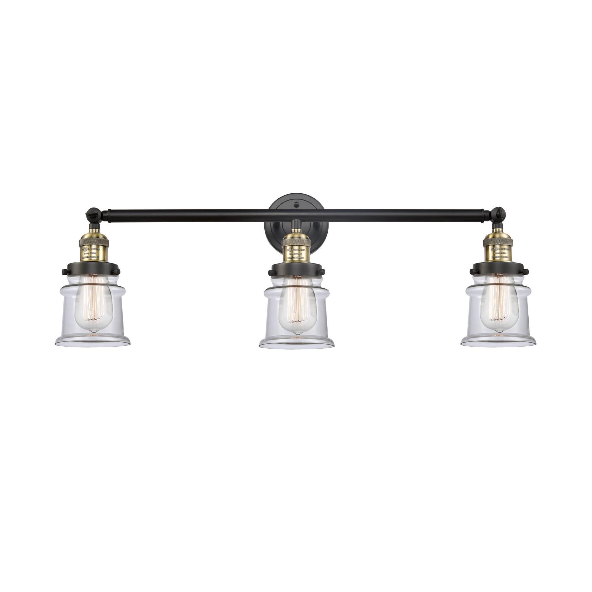 Shown in Black Antique Brass finish and Clear Canton glass