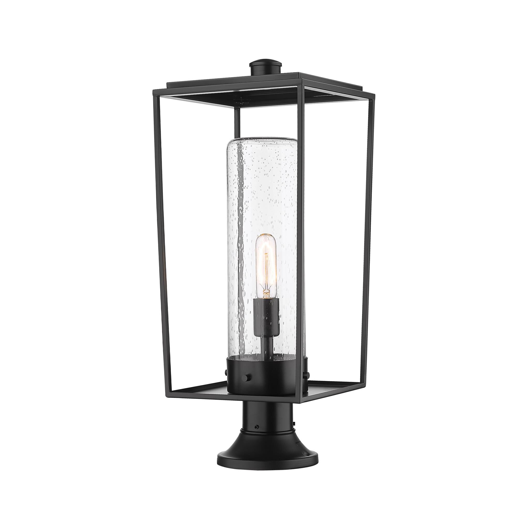 Shown in Black finish and Glass shade