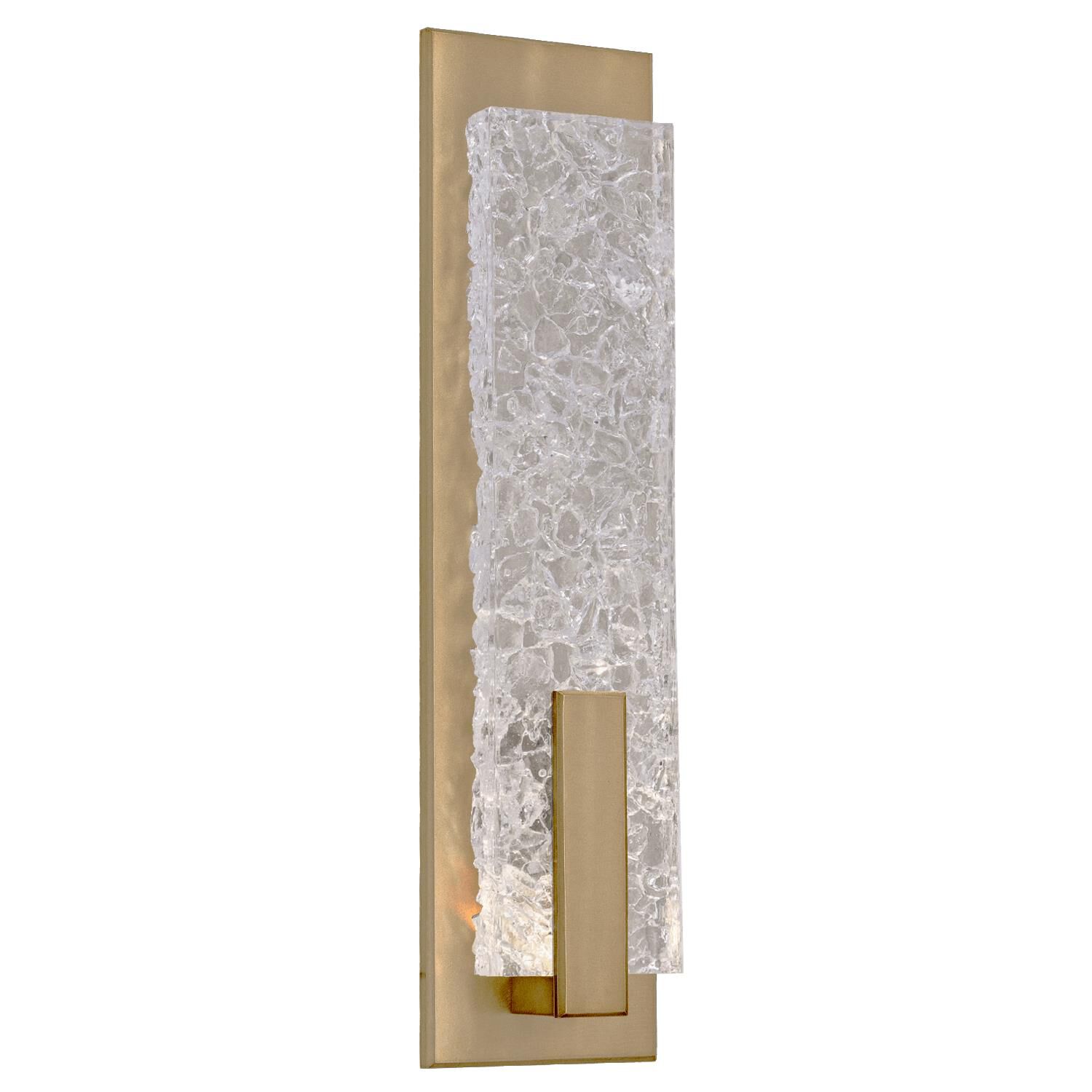 Shown in Gilded Brass finish and Clear Textured Cast glass