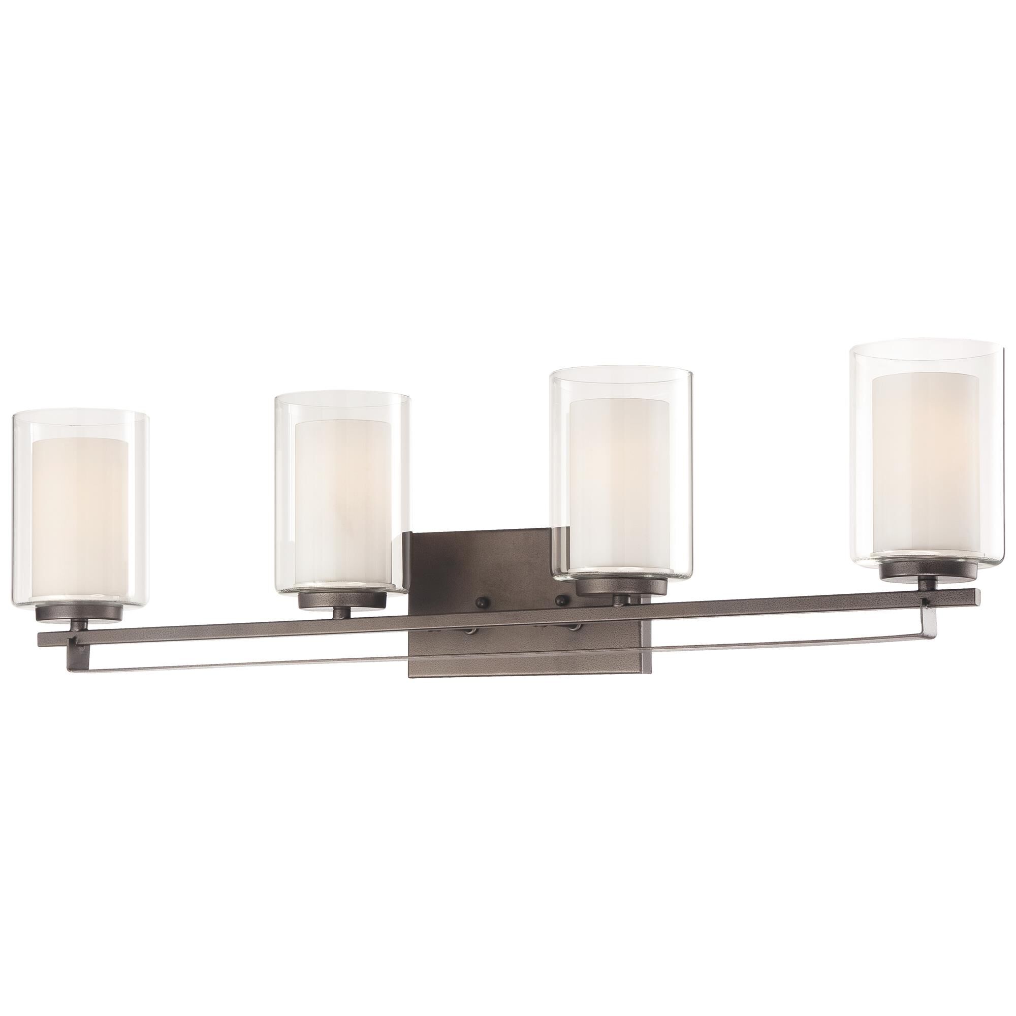 Shown in Smoked Iron finish and Etched White glass