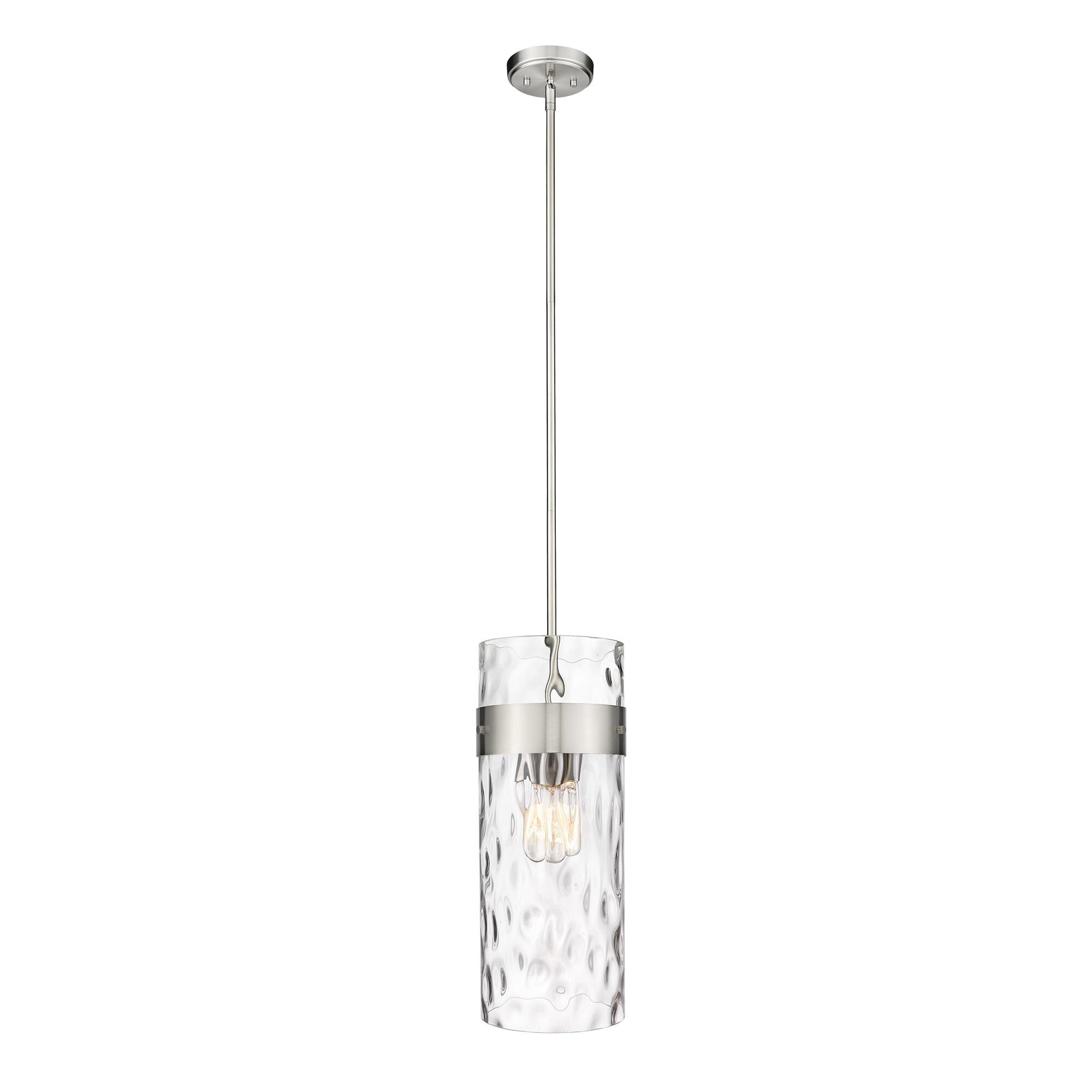 Shown in Brushed Nickel finish and Glass shade