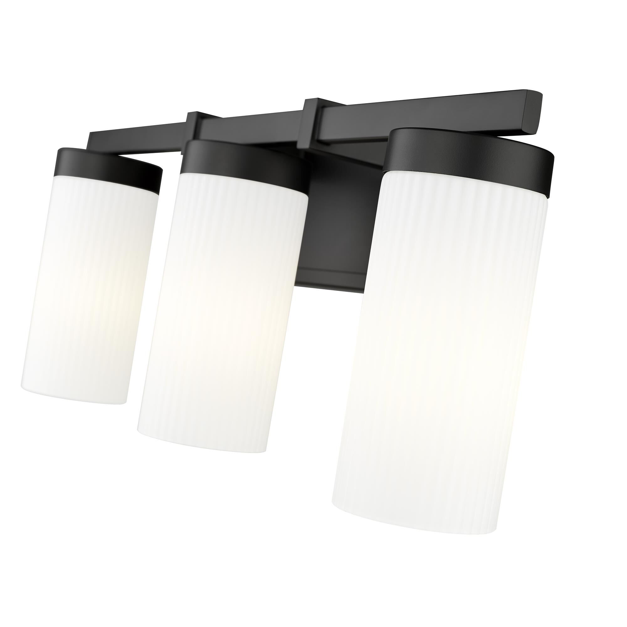 Shown in Matte Black finish and White glass and White shade