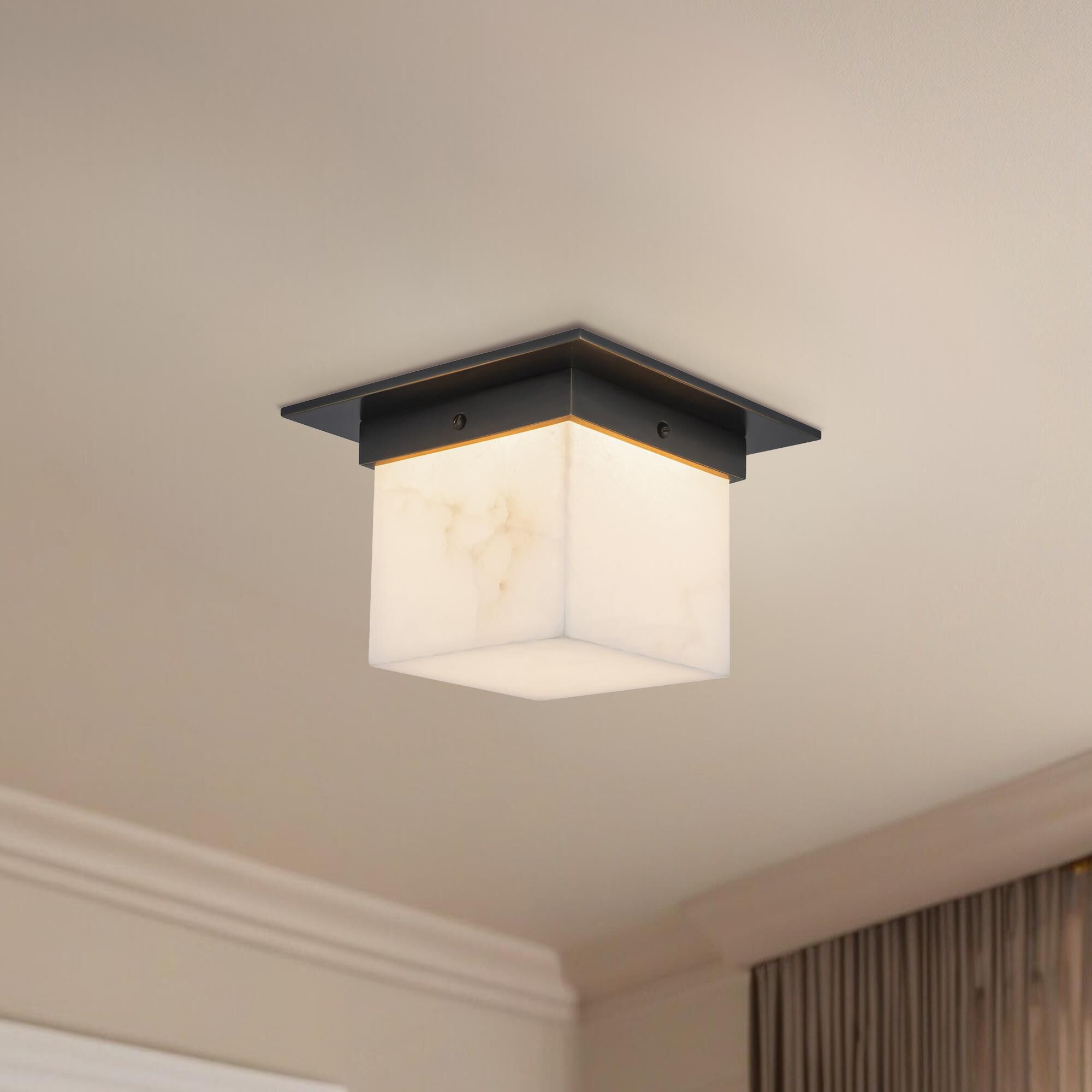 Shown in Urban Bronze finish and Alabaster glass