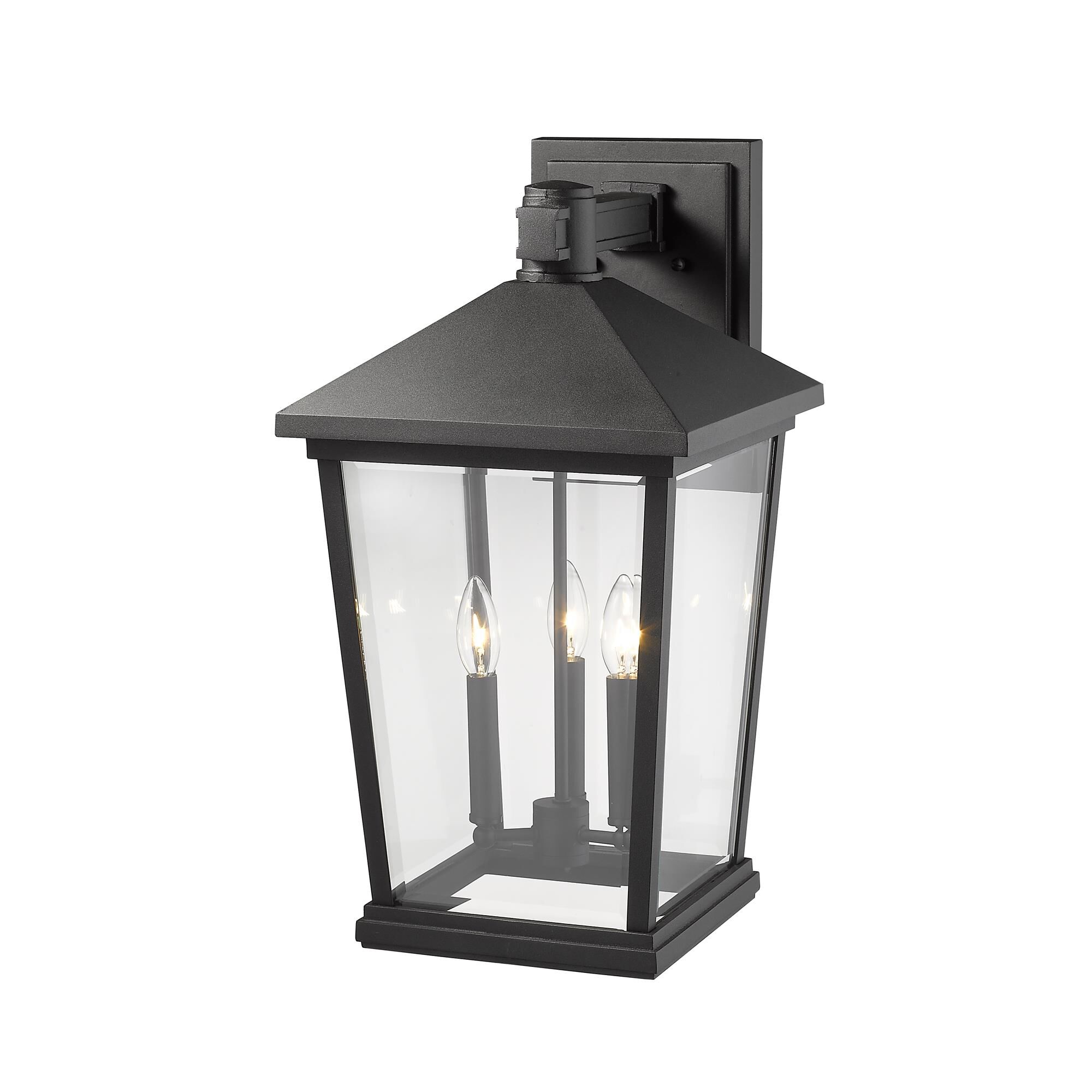 Shown in Black finish and Glass shade