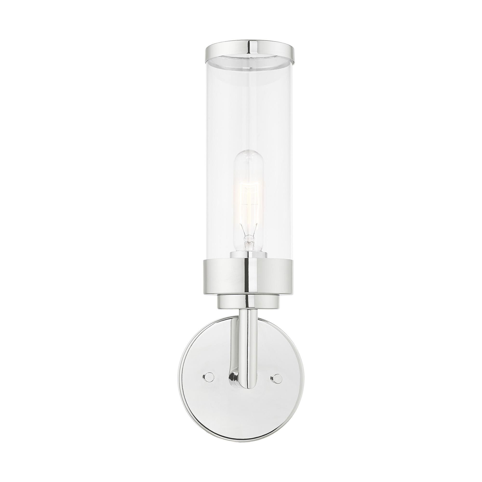 Shown in Polished Chrome finish and Clear glass