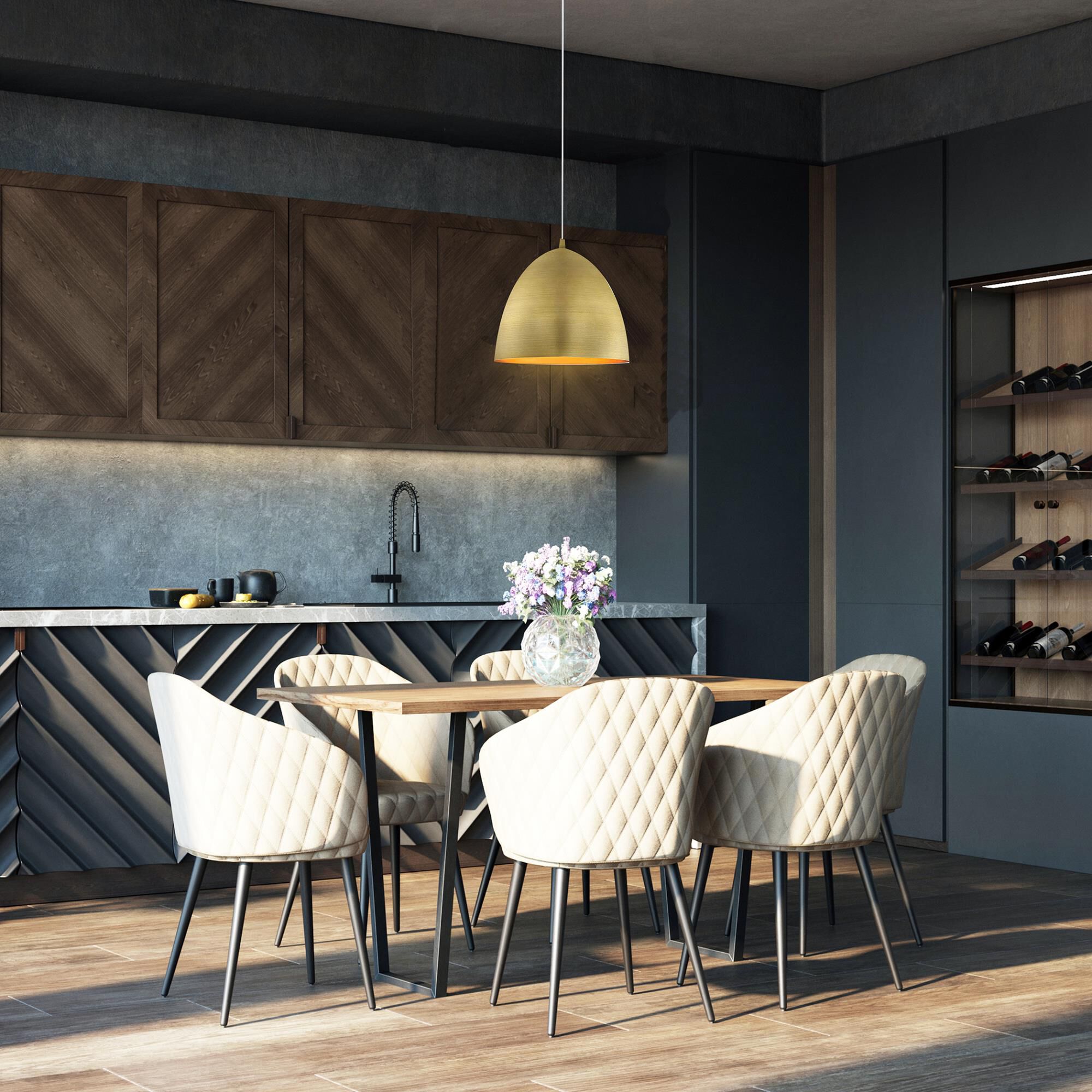 Shown in Brushed Gold finish and Brushed Gold Metal shade