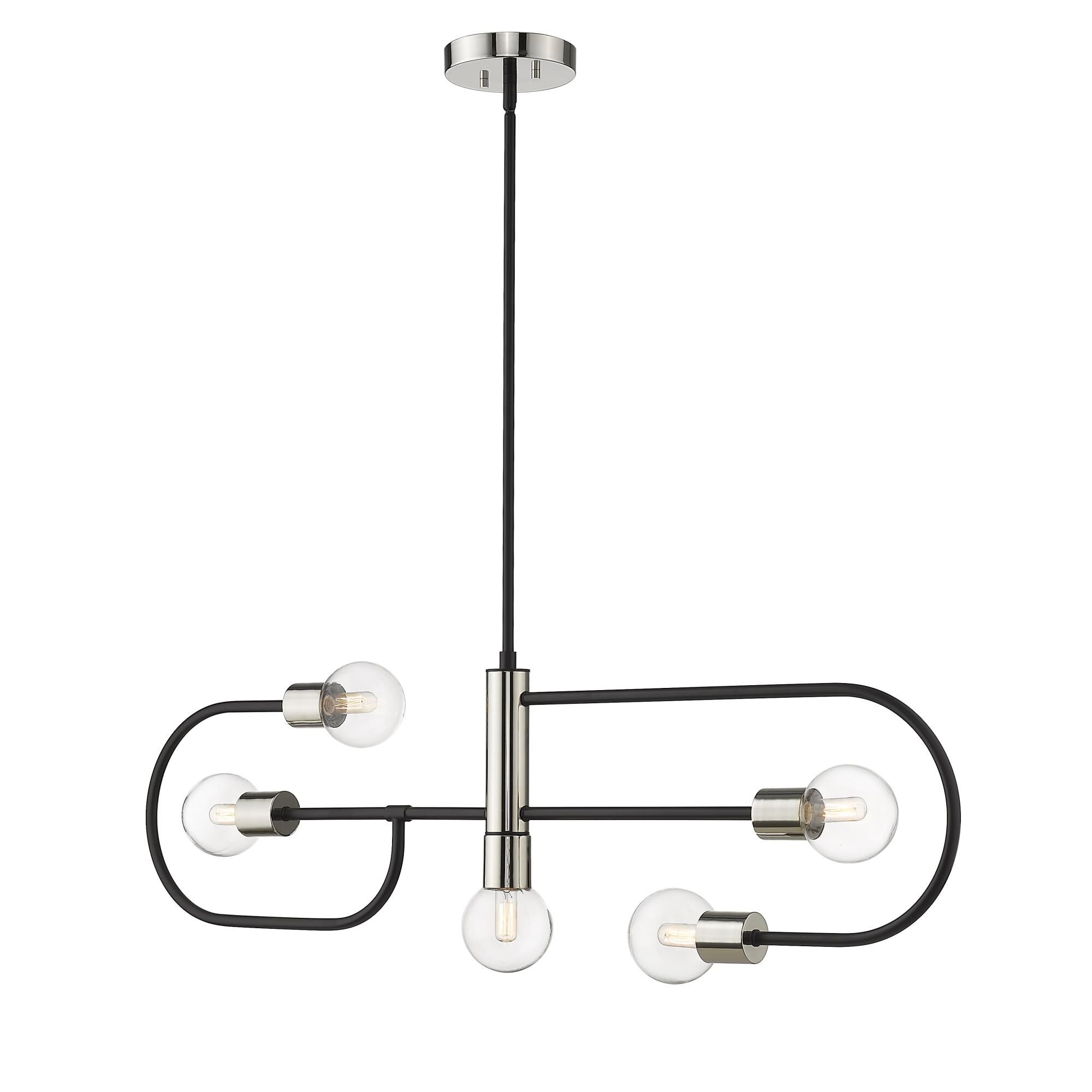 Shown in Matte Black + Polished Nickel finish and Glass shade