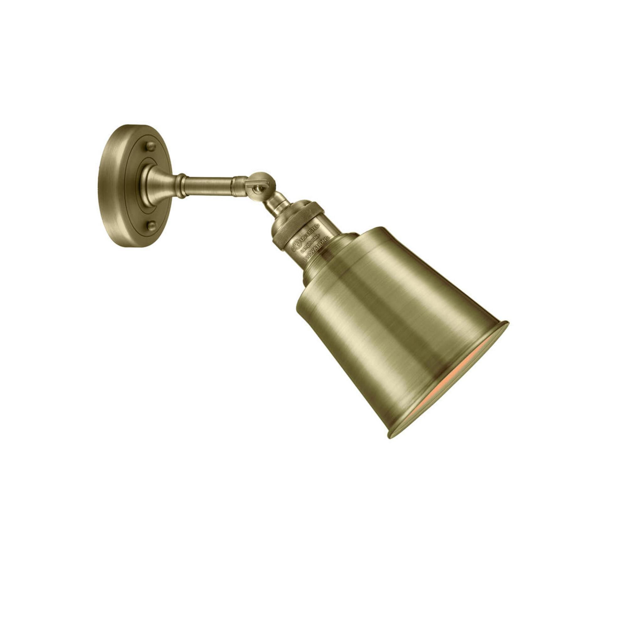 Shown in Antique Brass finish and Antique Brass glass and Antique Brass shade and No Accent accent