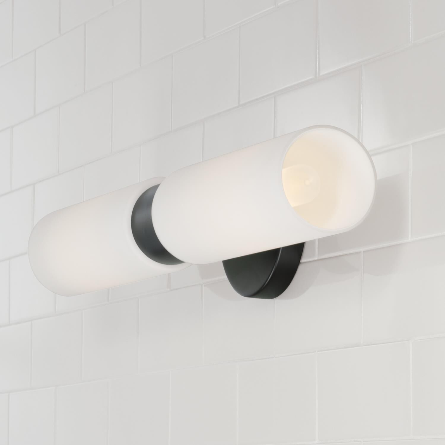 Shown in Matte Black finish and Soft White glass