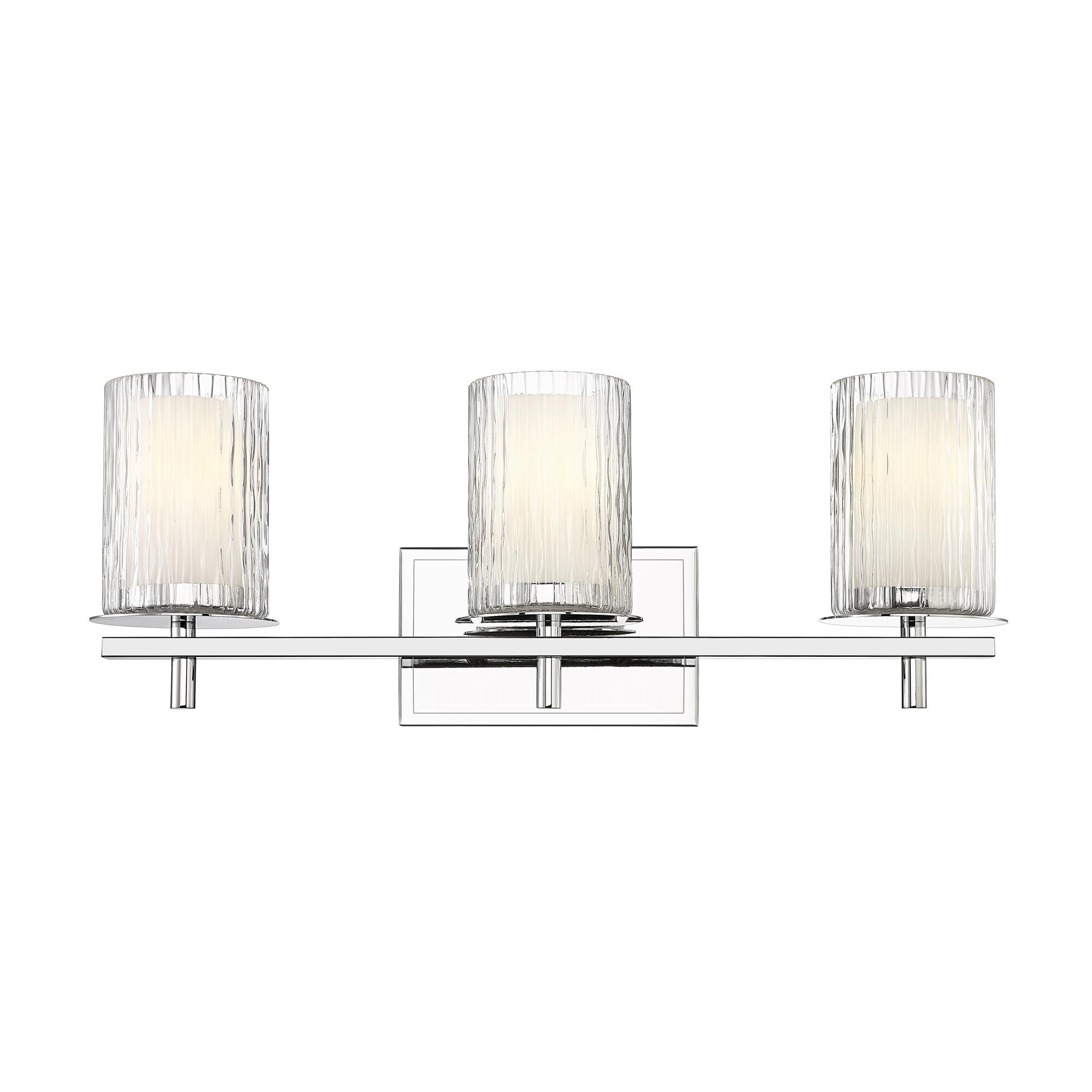 Shown in Chrome finish and Clear + Etched Opal glass and Clear + Etched Opal shade