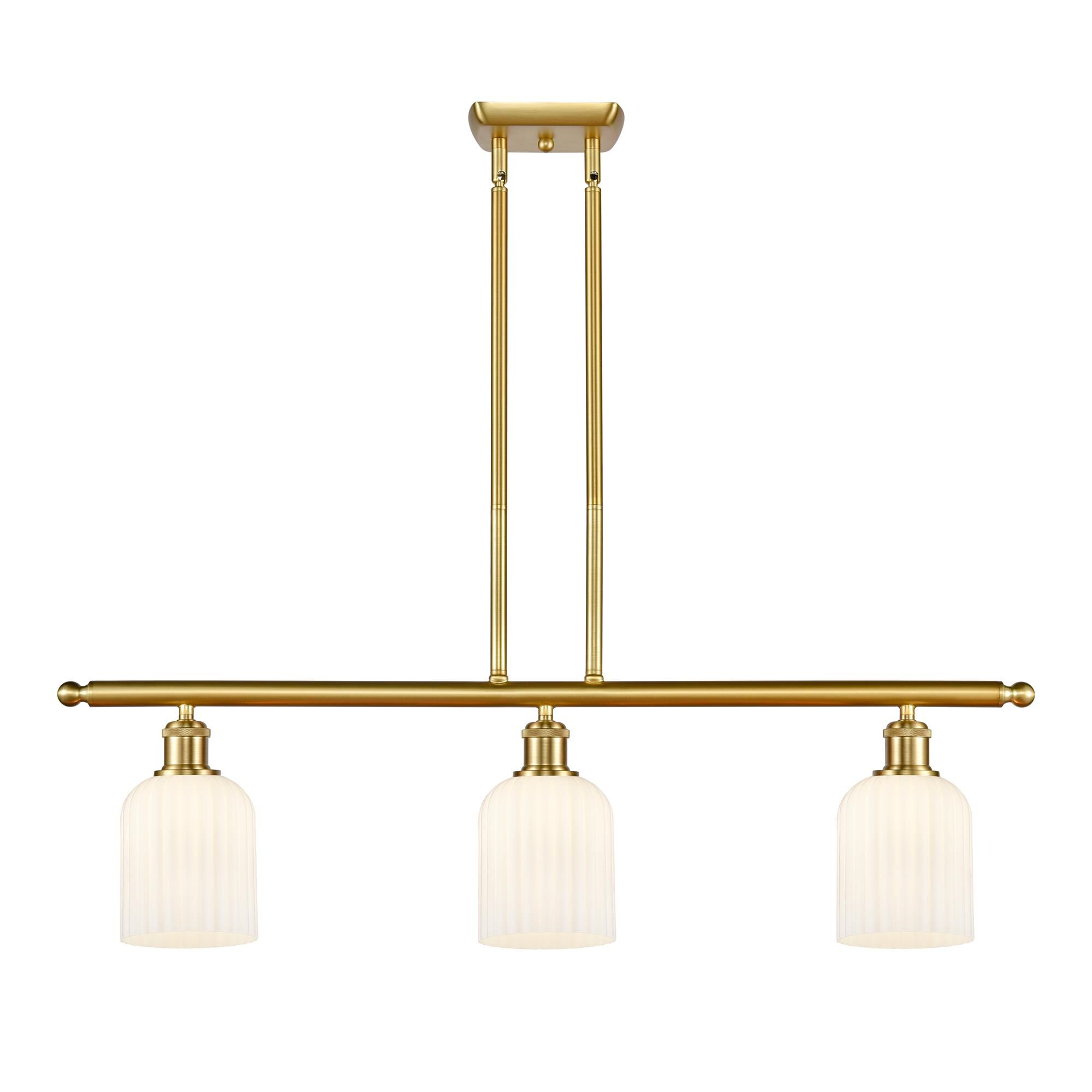 Shown in Satin Gold finish and Gloss White shade