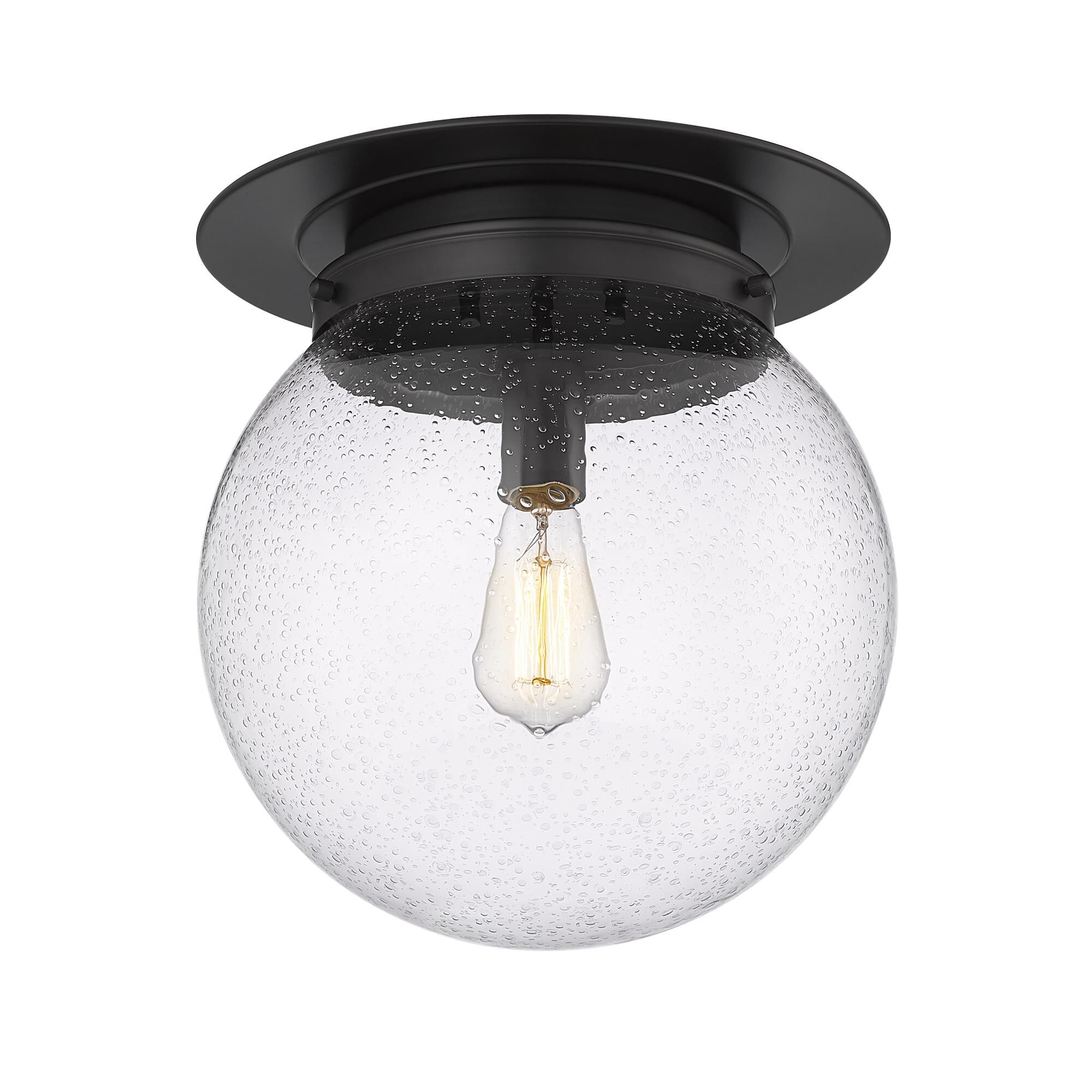 Shown in Matte Black finish and Clear Seedy glass and Clear Seedy shade