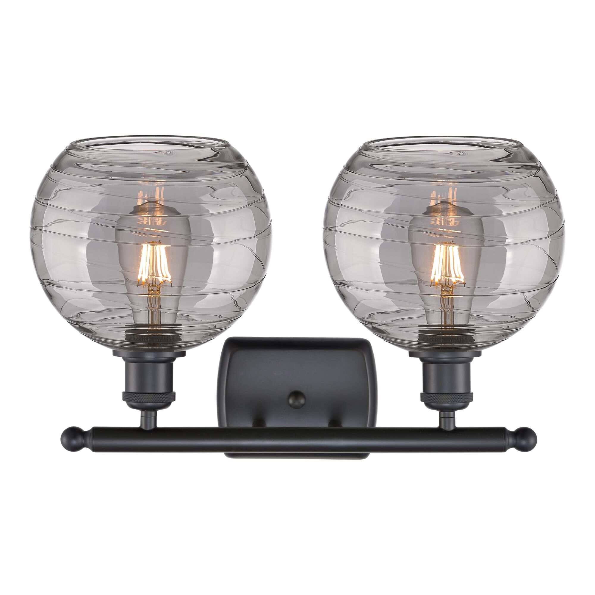Shown in Matte Black finish and Light Smoke Deco Swirl glass