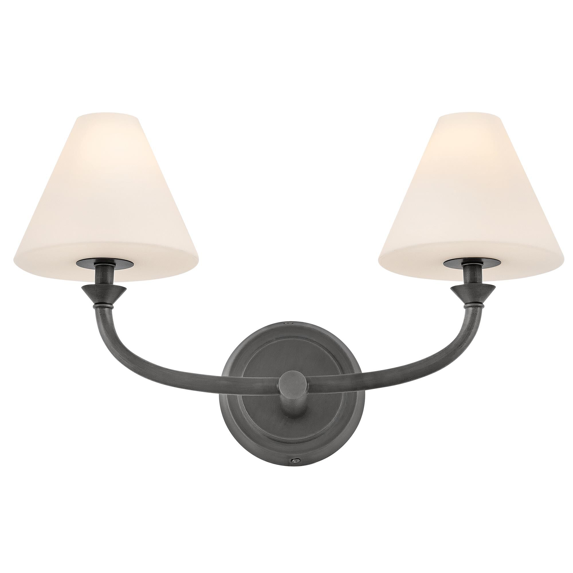 Shown in Blackened Brass finish and Etched Opal glass
