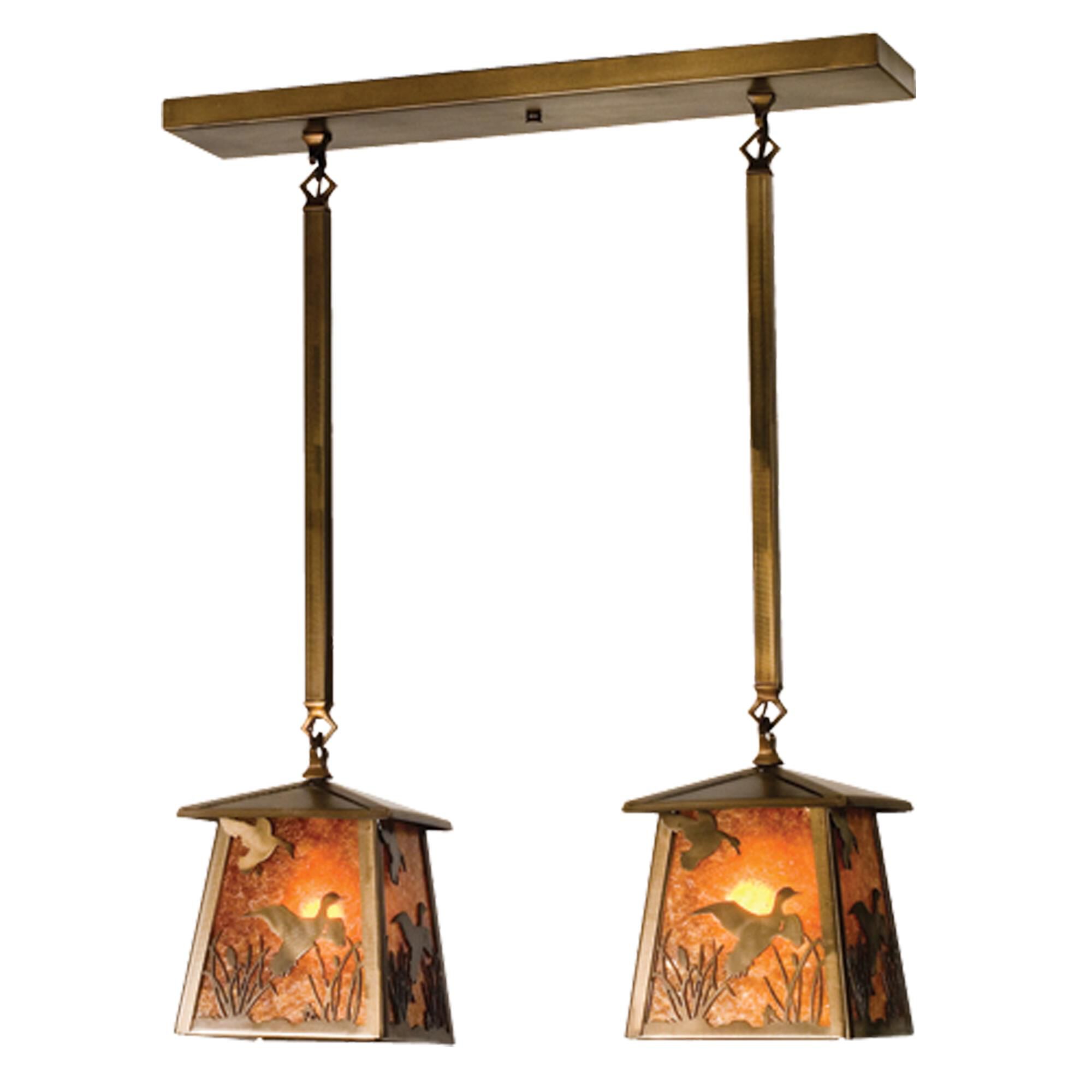 Shown in Antique Copper Finish finish and Amber Mica glass