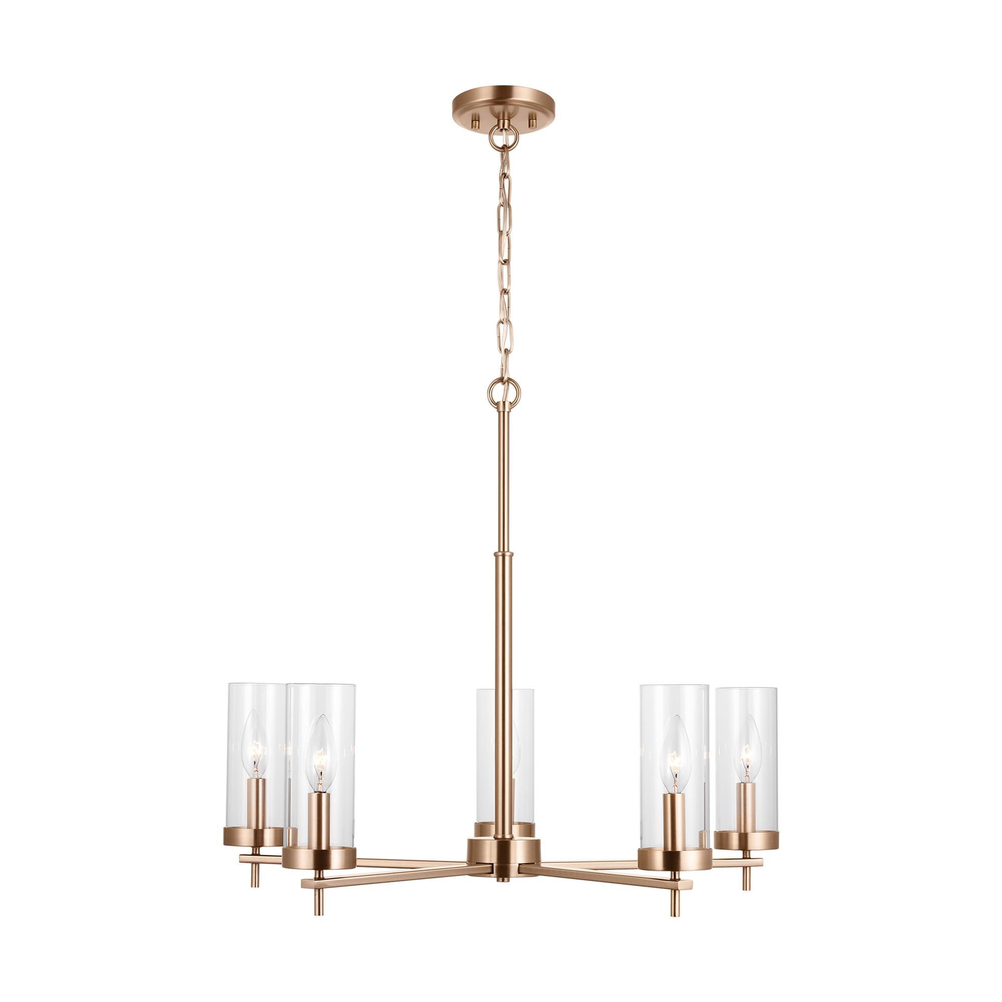 Shown in Satin Brass finish and Clear Glass s shade