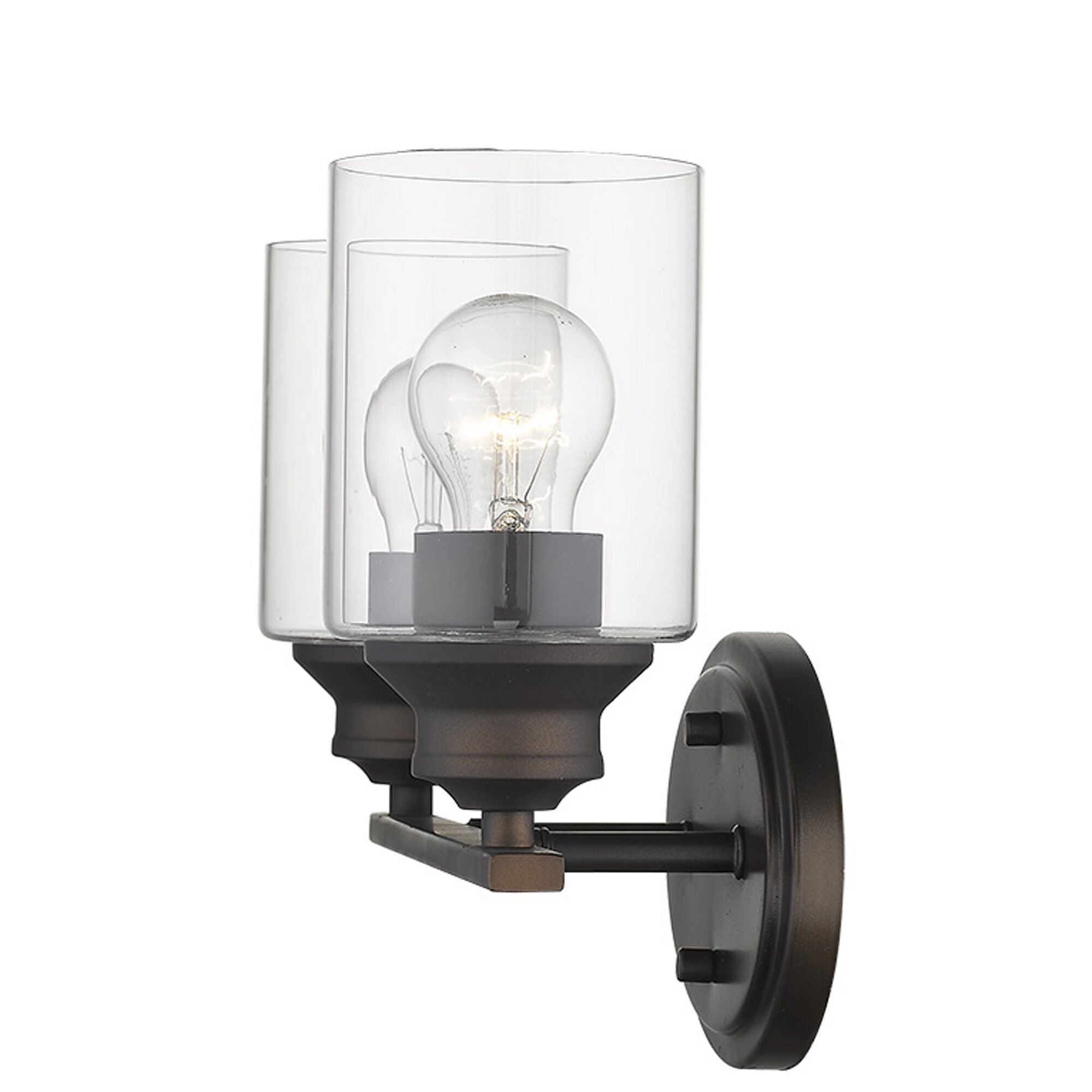 Shown in Oil-Rubbed Bronze finish and Clear glass and Clear, Cylindrical Glass s shade