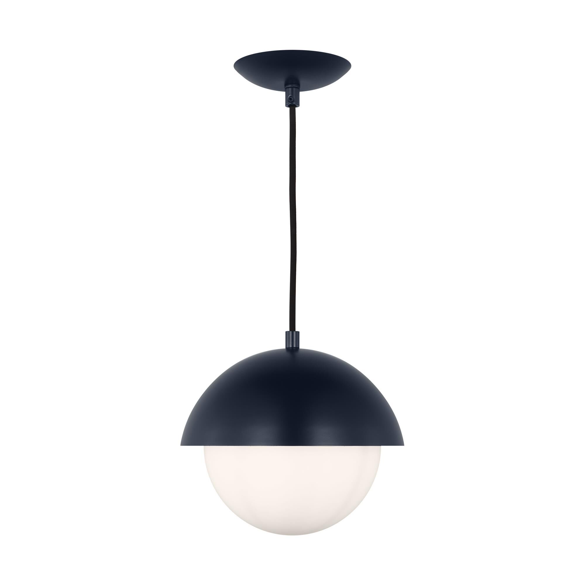 Shown in Navy finish and Opal Glass shade