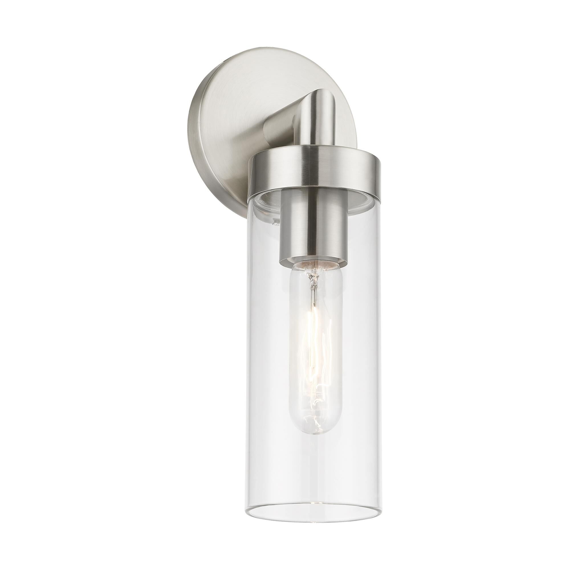 Shown in Brushed Nickel finish and Clear glass