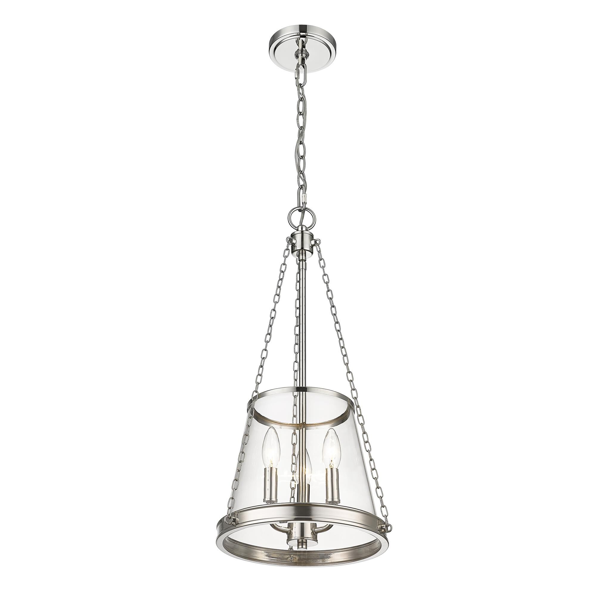 Shown in Polished Nickel finish and Clear glass