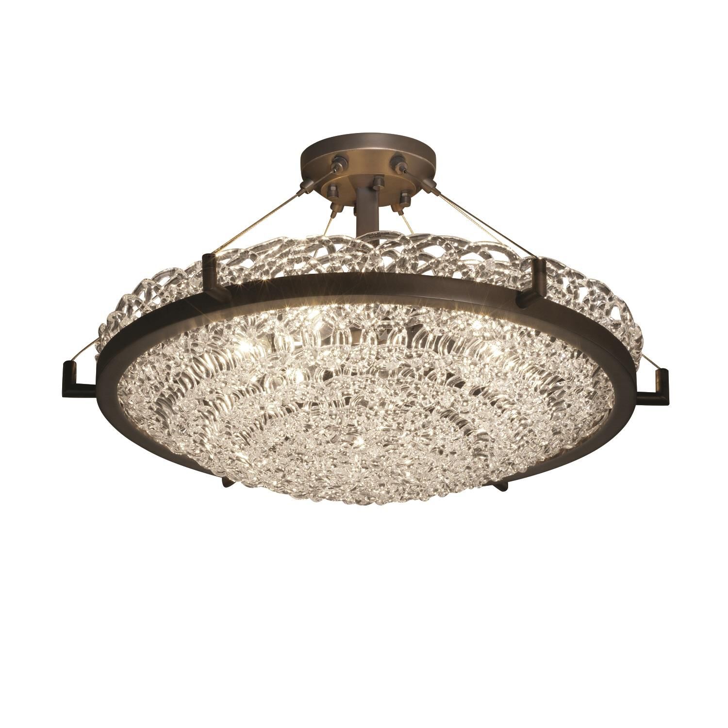 Shown in Dark Bronze finish and Lace Venetian glass and Round Bowl accent