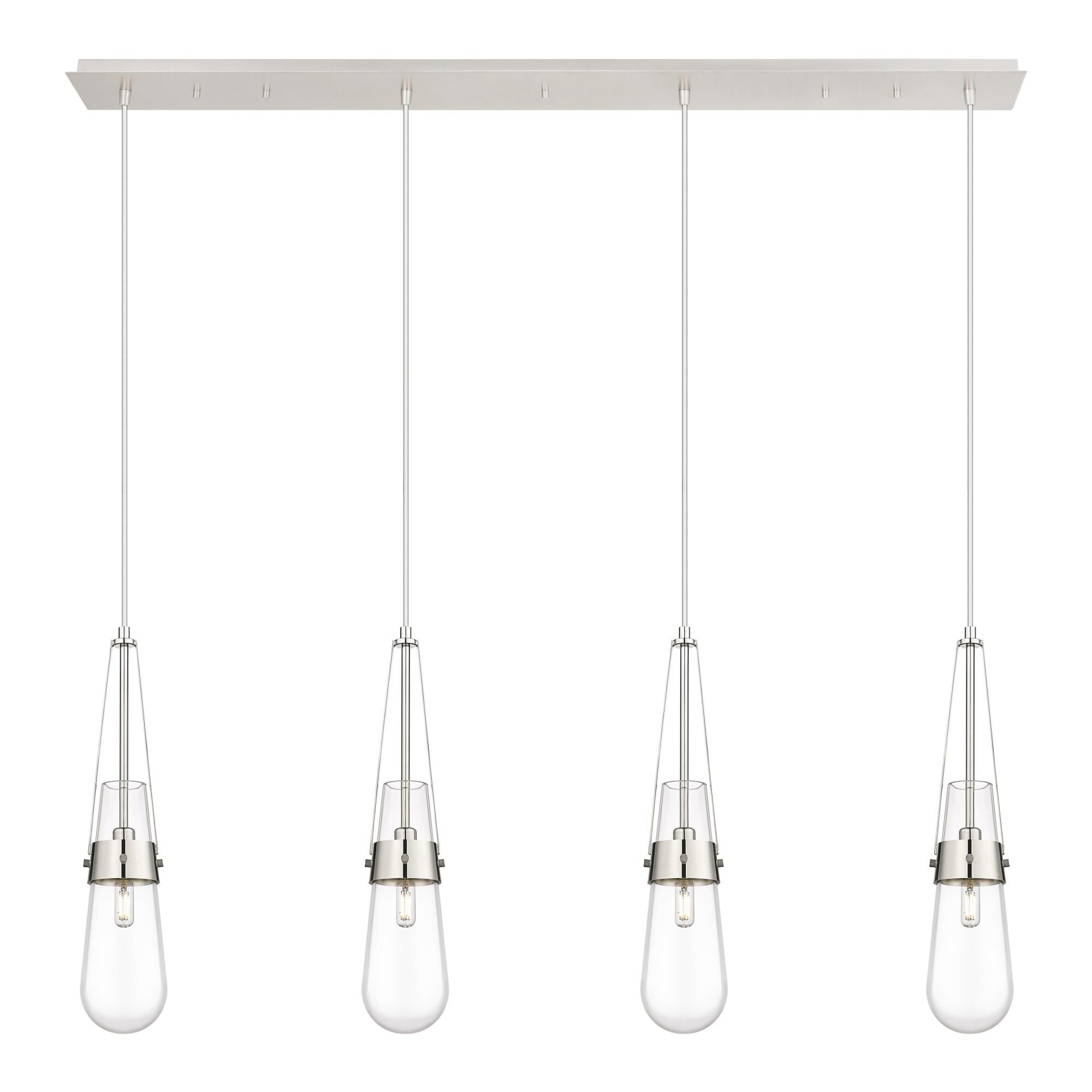 Shown in Polished Nickel finish and Clear glass and Clear Glass shade