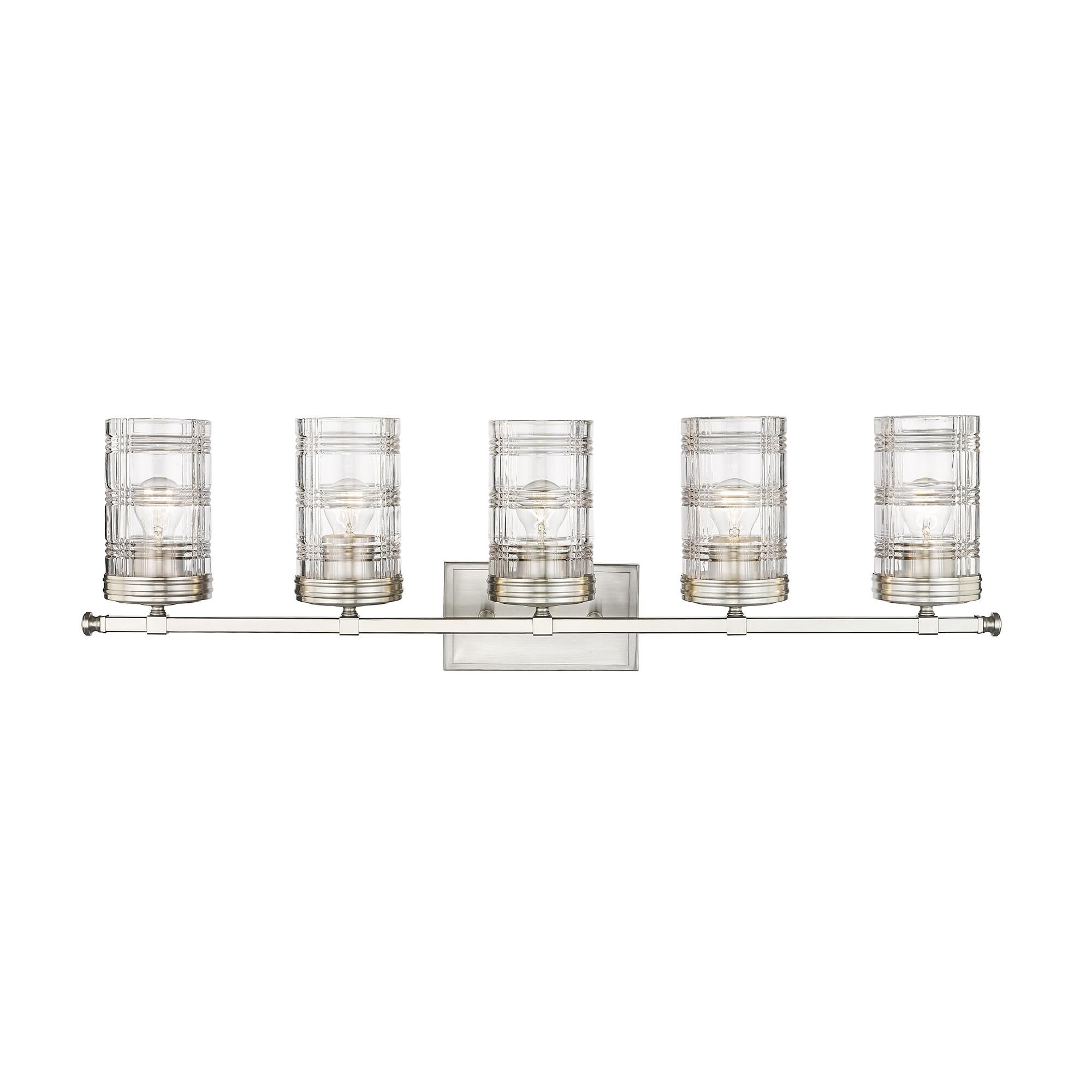 Shown in Brushed Nickel finish and Clear glass