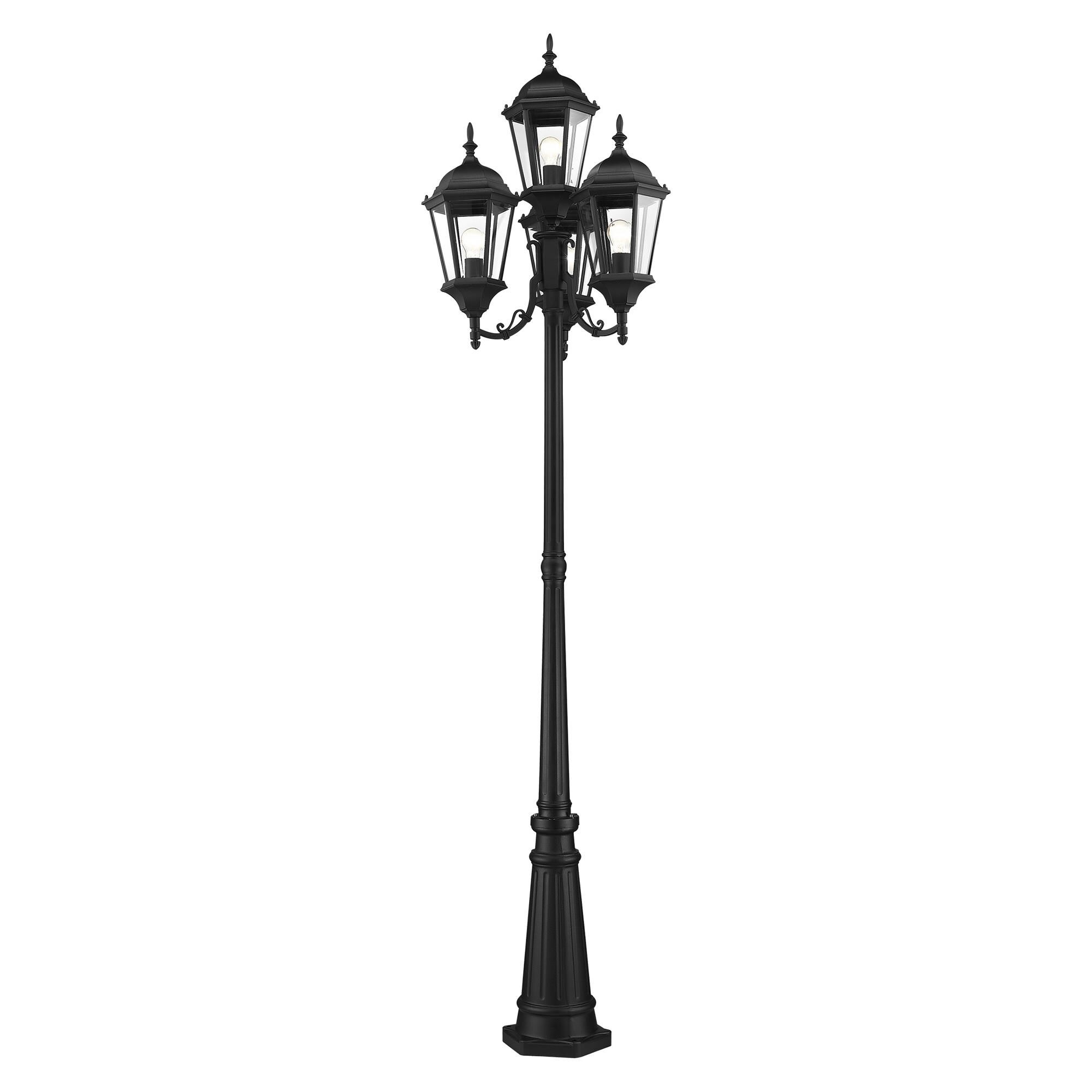 Shown in Textured Black finish and Clear Beveled glass and Clear Beveled Glass shade