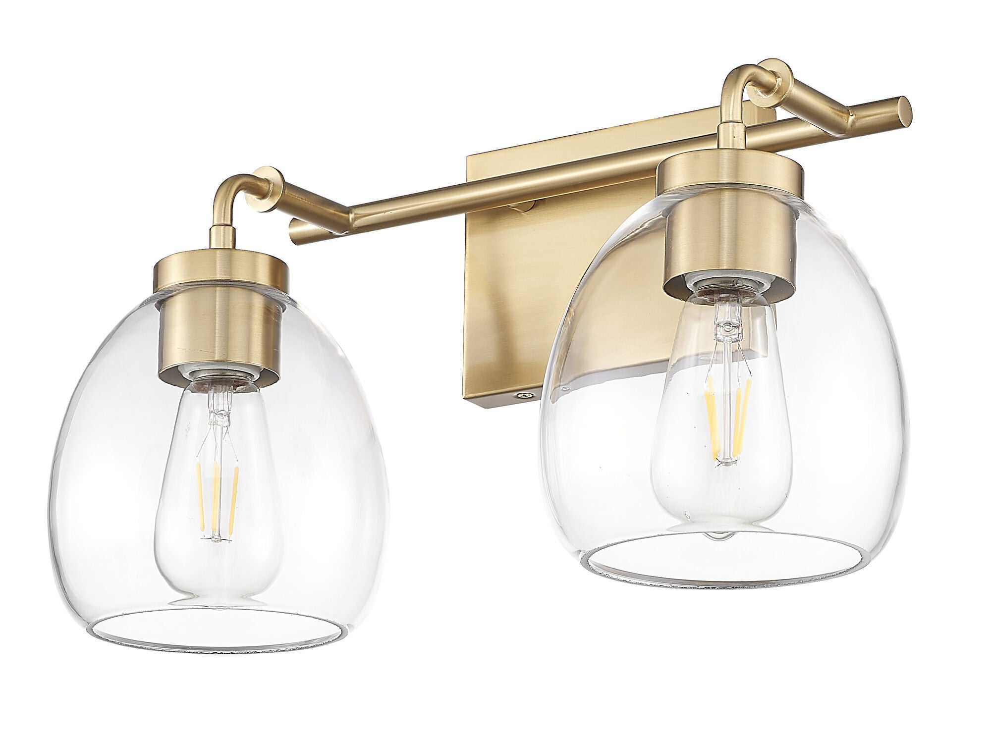 Shown in Brass finish and Clear Glass Globes shade