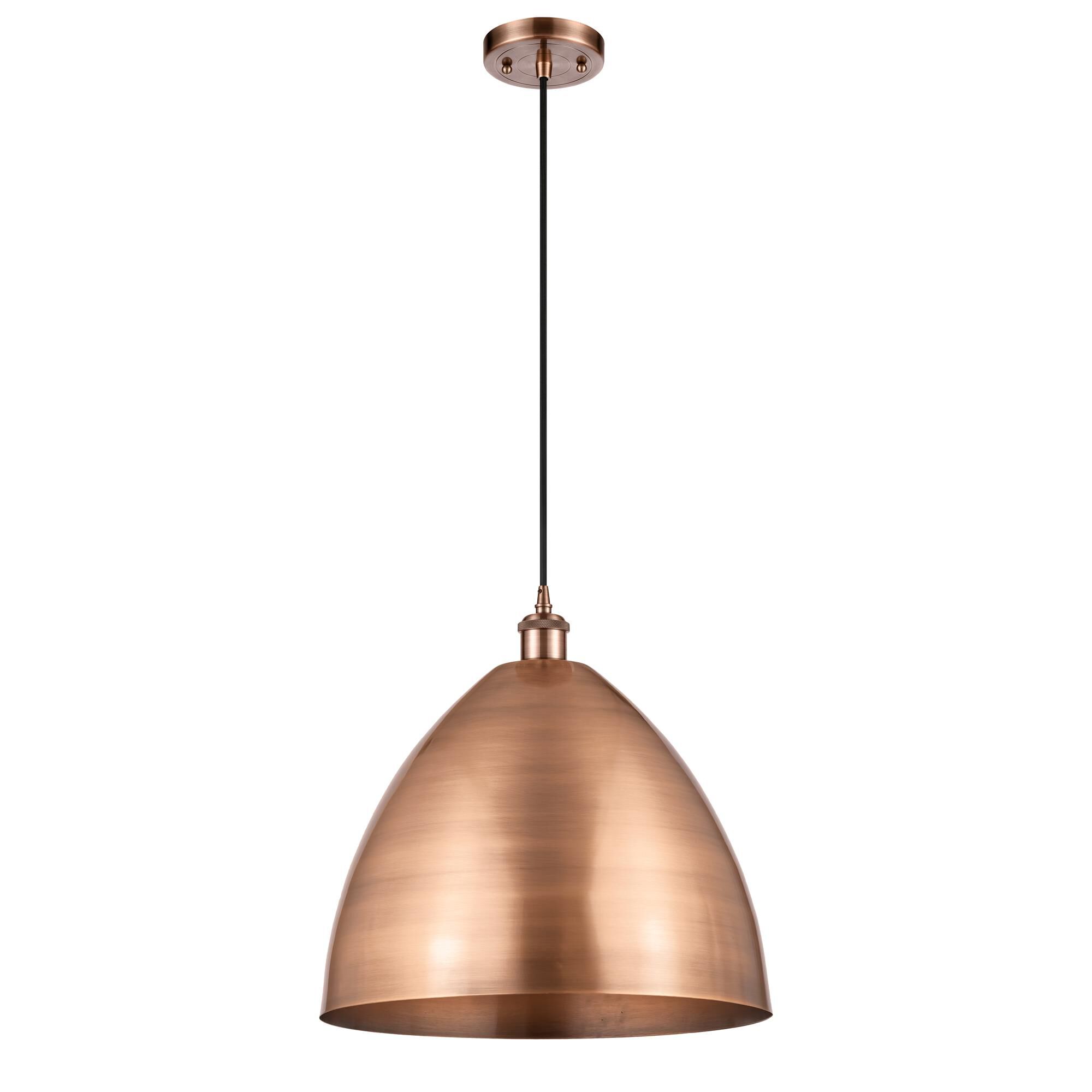 Shown in Antique Copper finish and Matte Black Ballston Dome shade