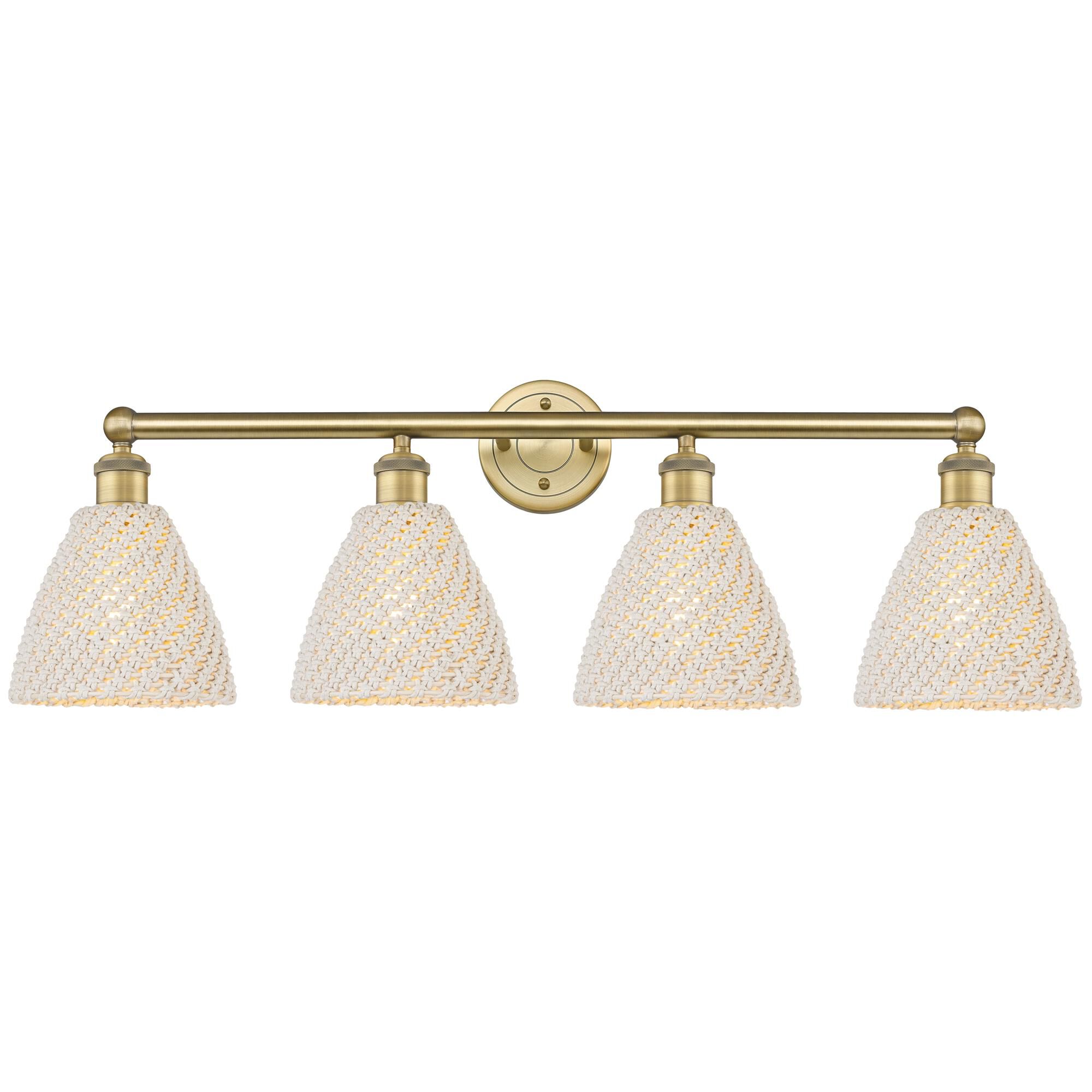 Shown in Brushed Brass finish and Natural shade