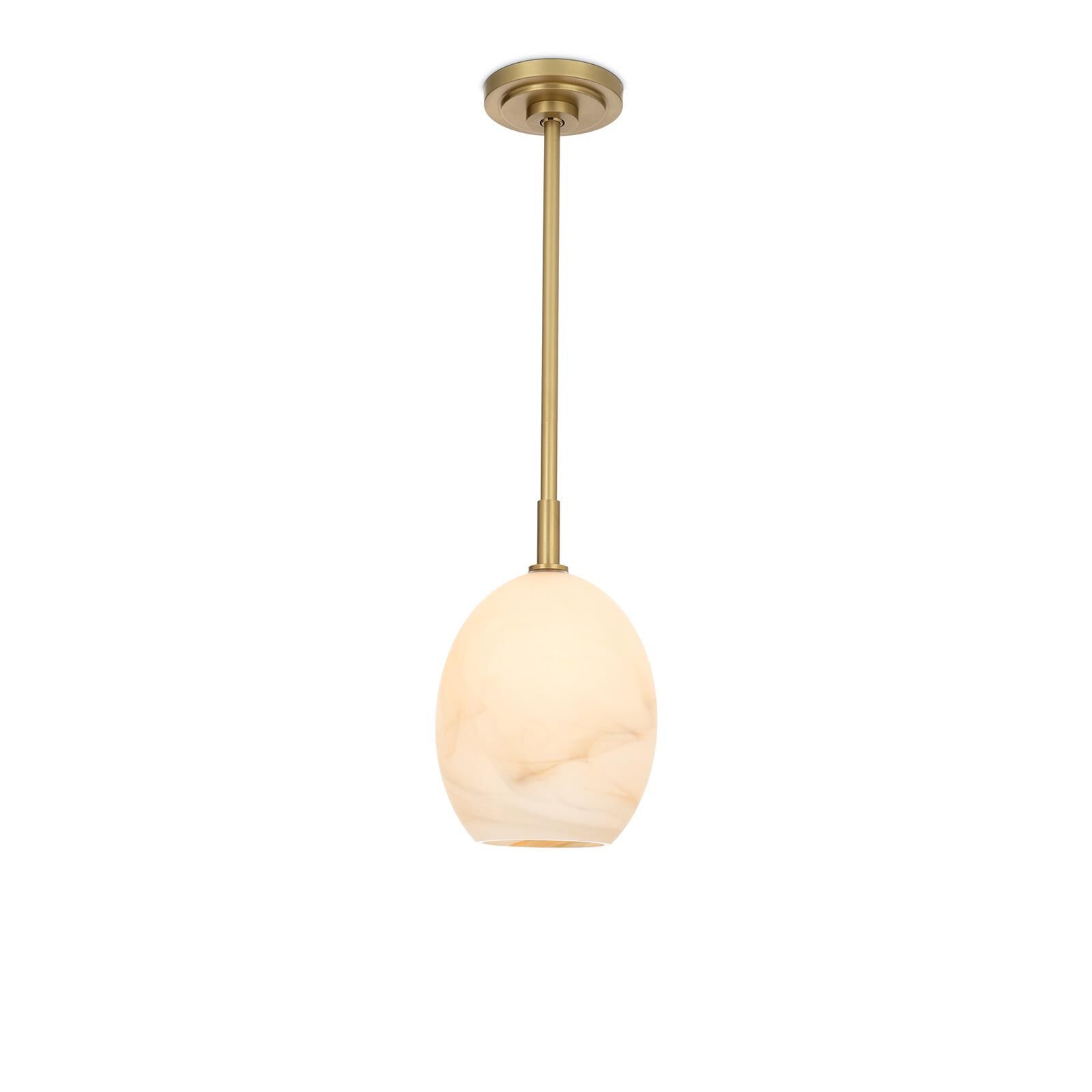 Shown in Natural Brass finish and Glass shade