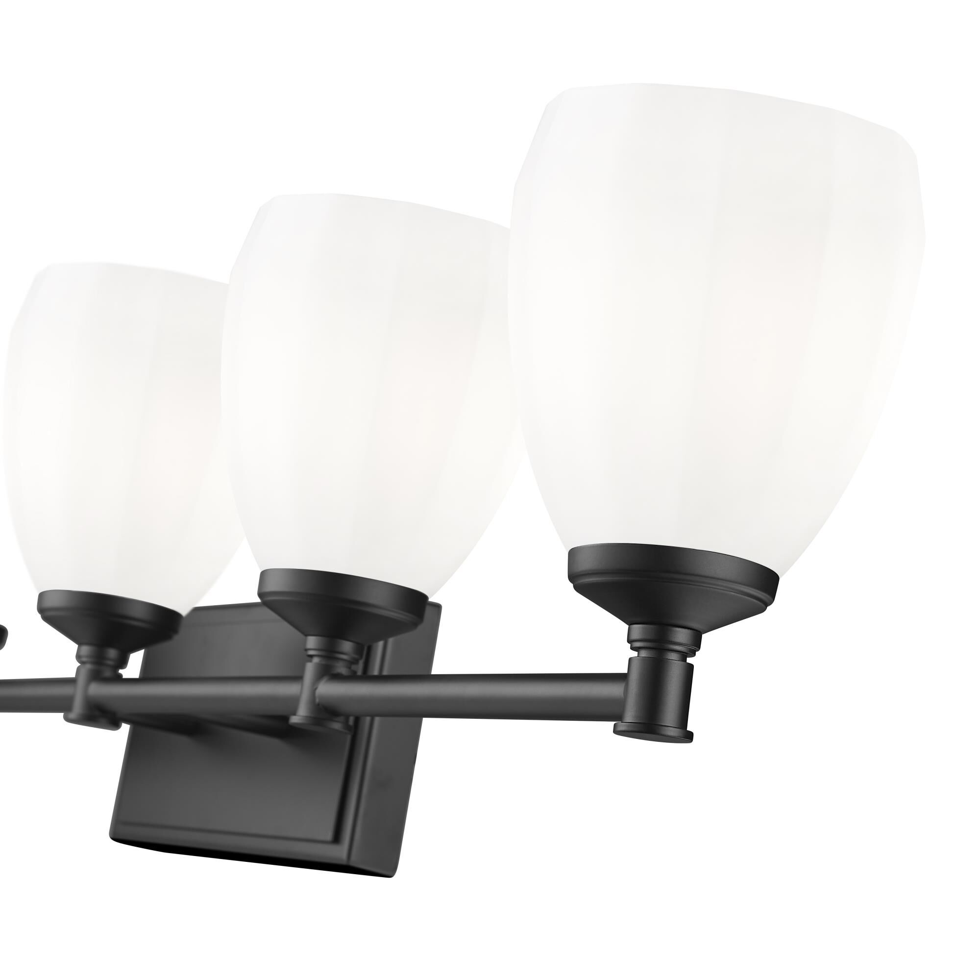 Shown in Matte Black finish and Matte Opal glass and Matte Opal shade