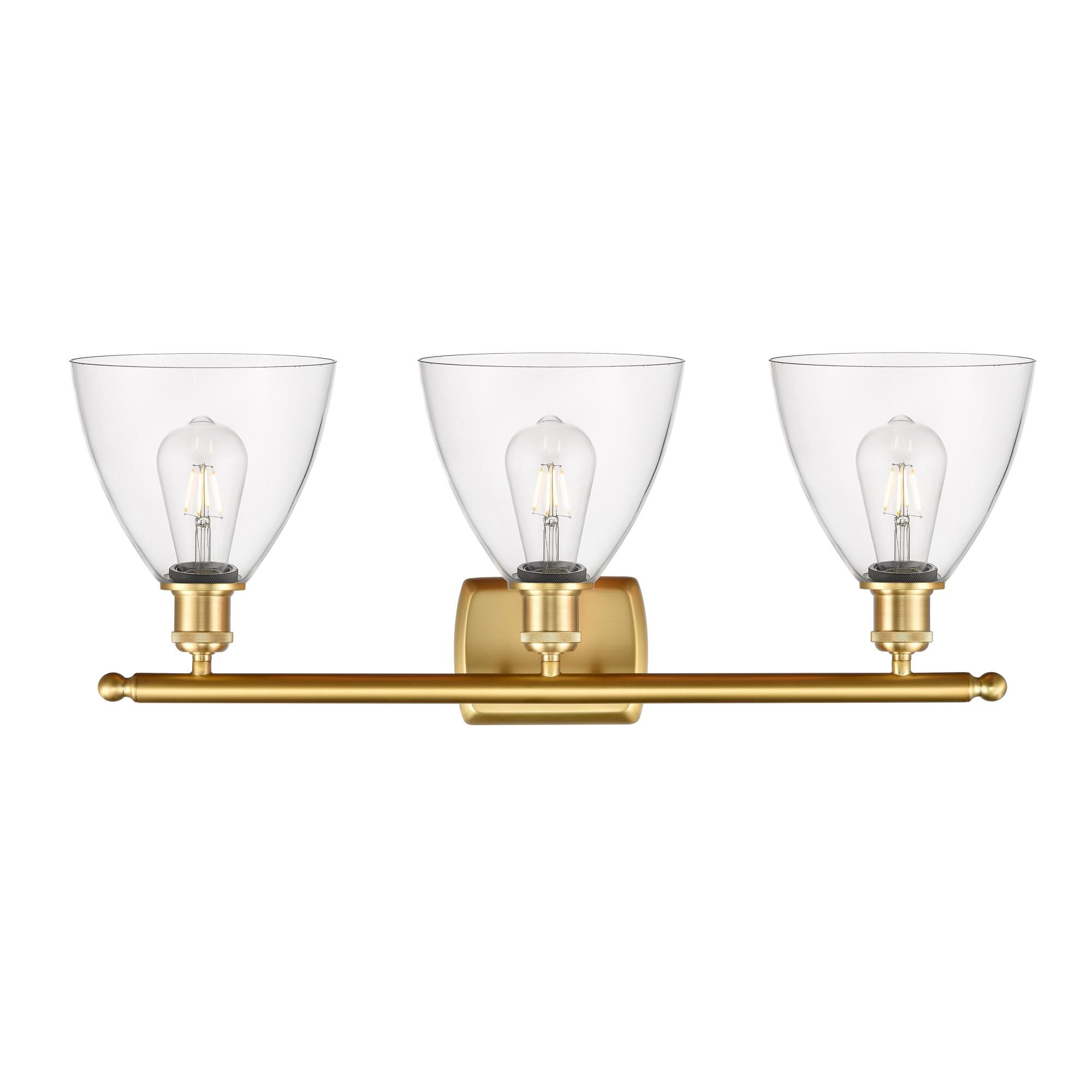 Shown in Satin Gold finish and Clear Ballston Dome glass and No Shade shade