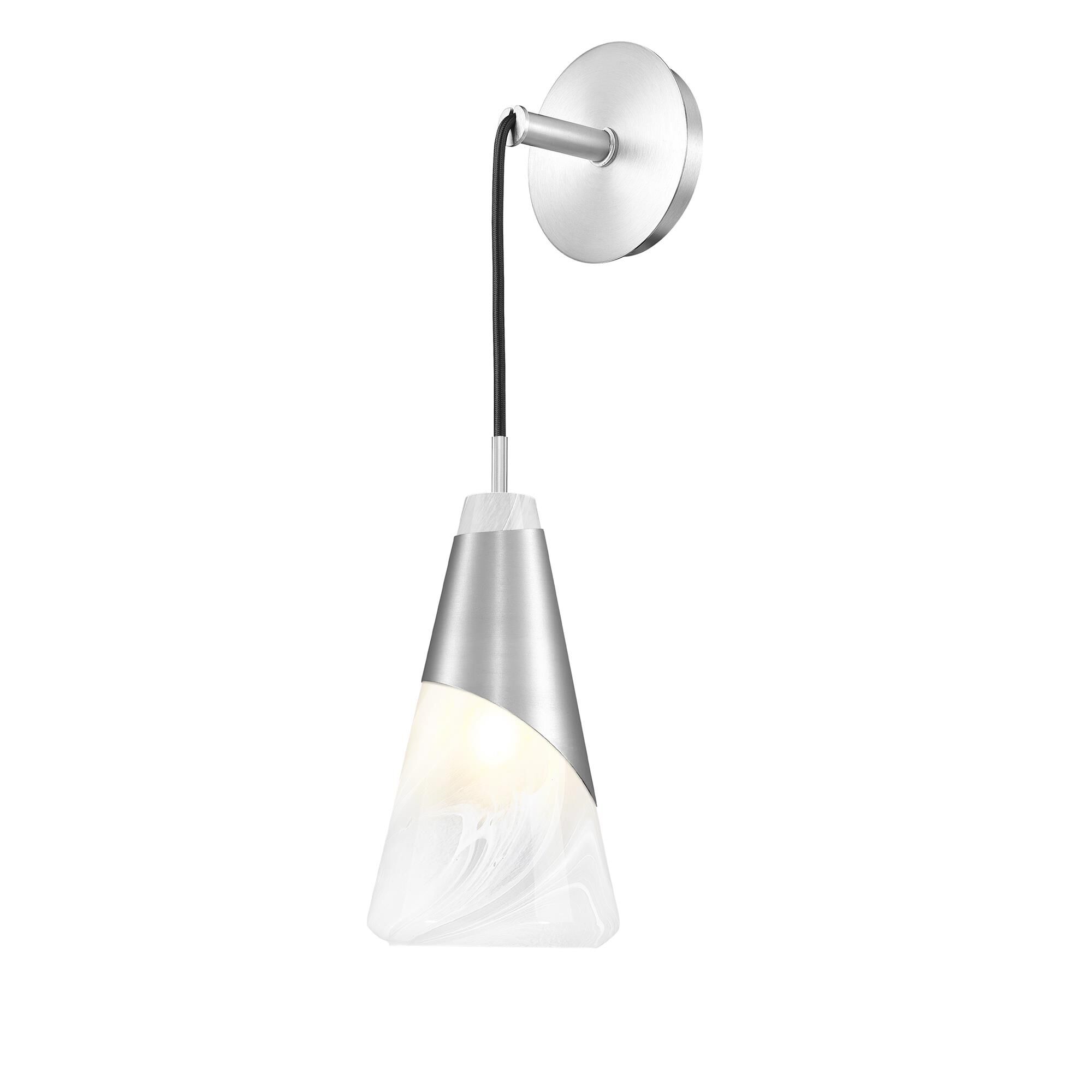 Shown in Brushed Nickel finish and White Swirl glass and White Swirl shade