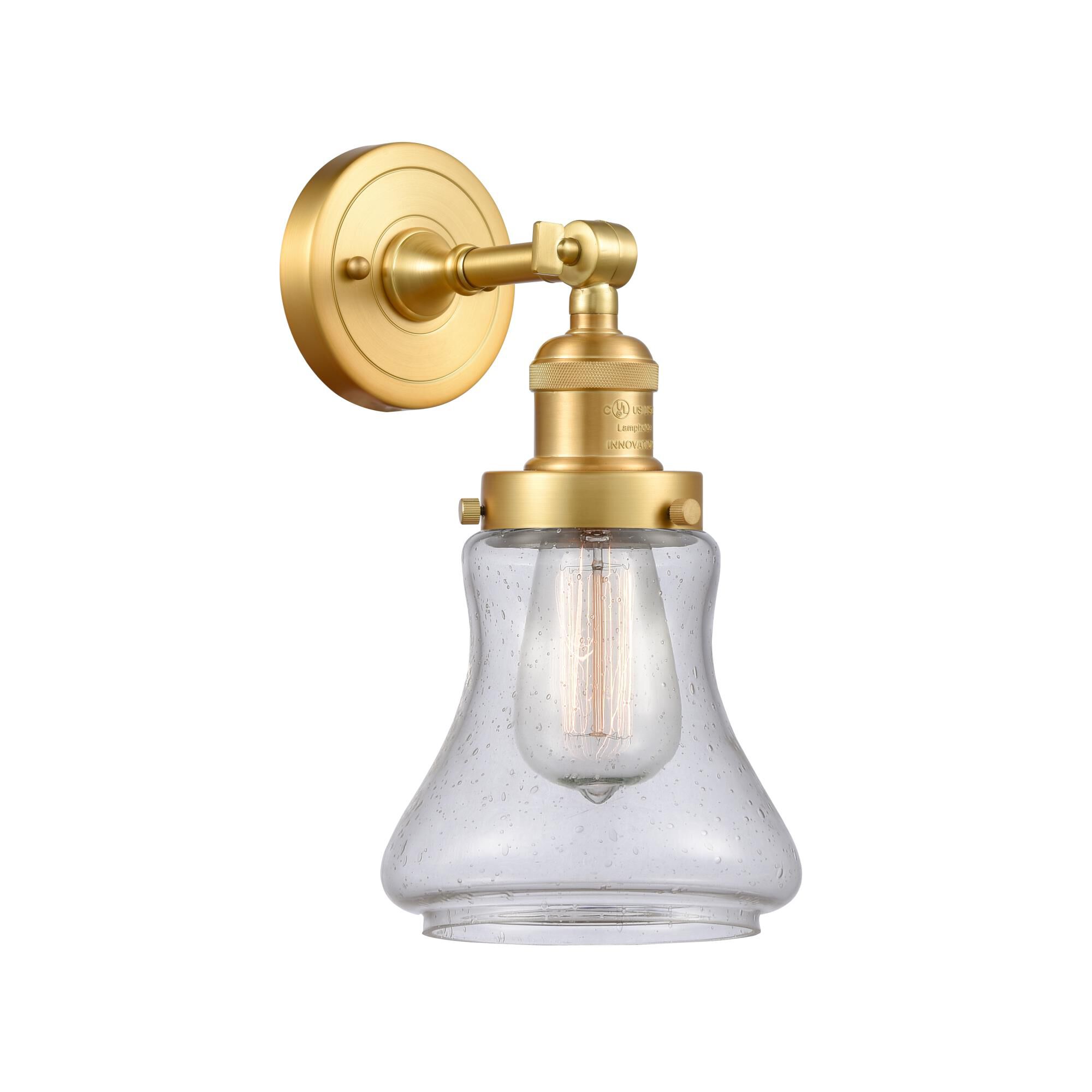 Shown in Satin Gold finish and Seedy Bellmont glass