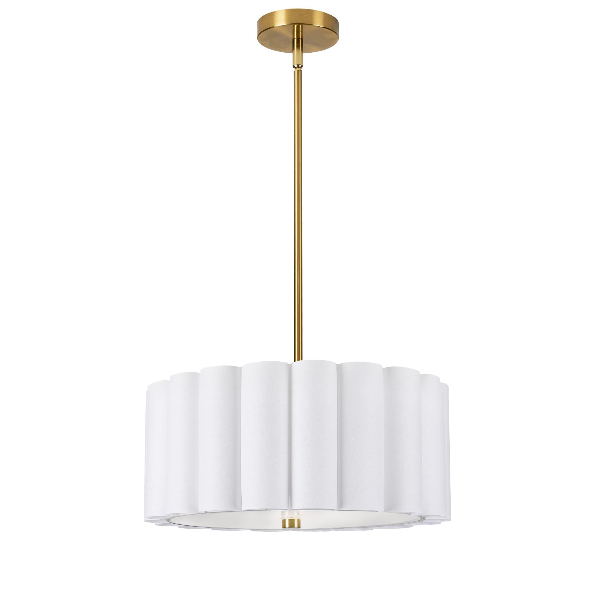 Shown in Aged Brass finish and White shade