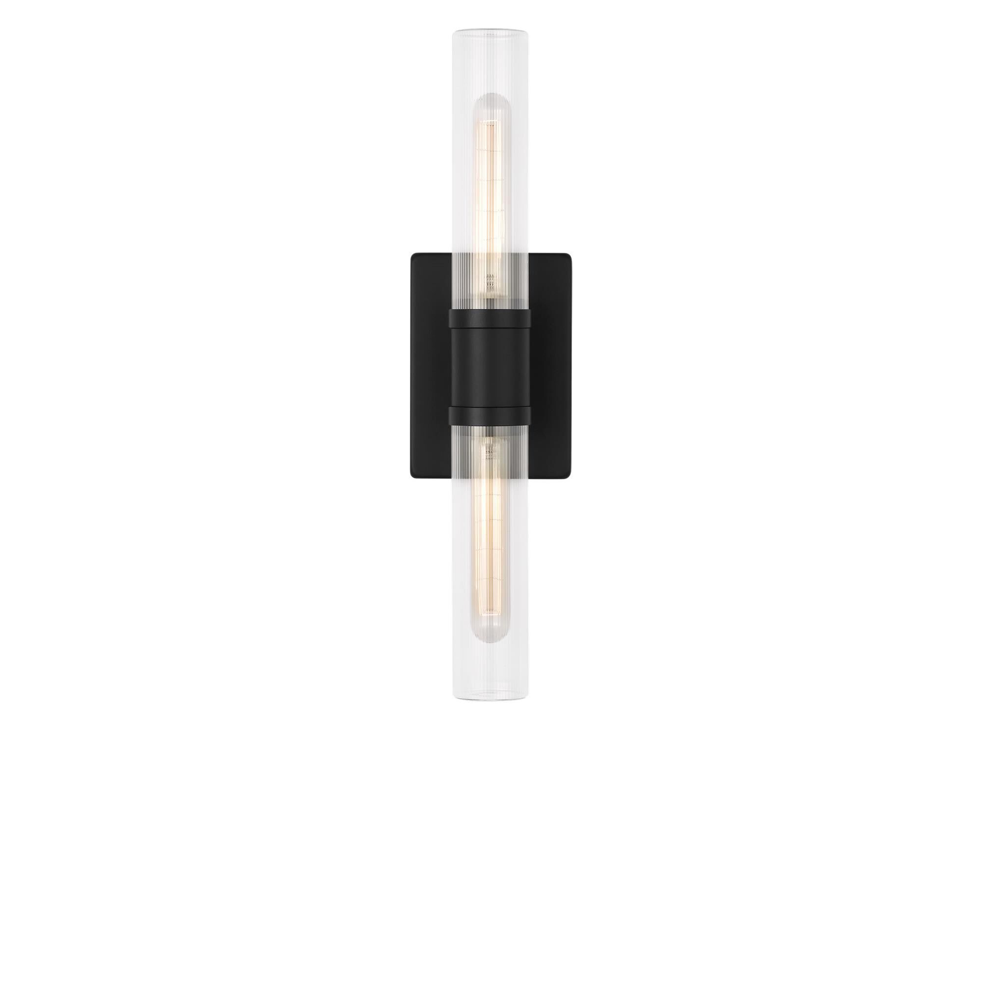 Shown in Midnight Black finish and Clear Fluted glass