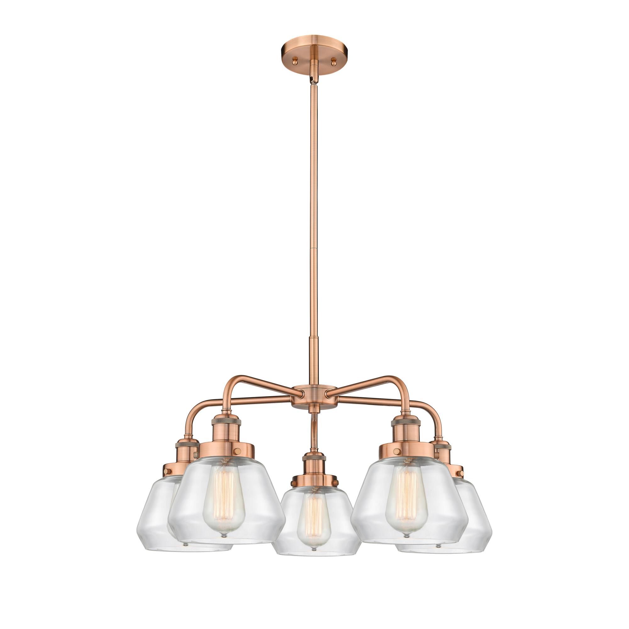 Shown in Antique Copper finish and Clear glass